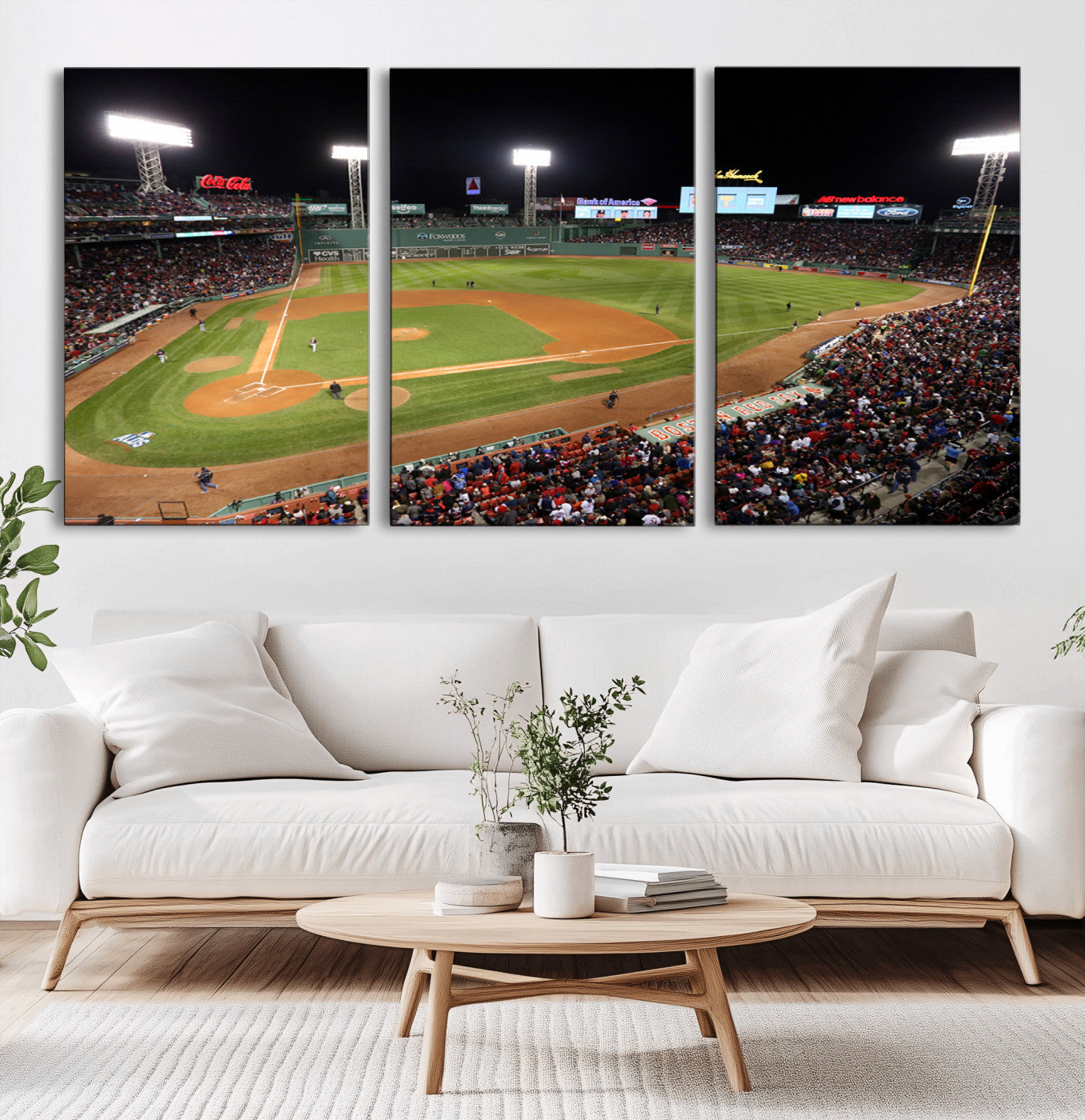 MGV-CV-60X30-3P - Boston Red Sox Baseball Team Print - Massachusetts Fenway Park Stadium Wall Art Canvas Print