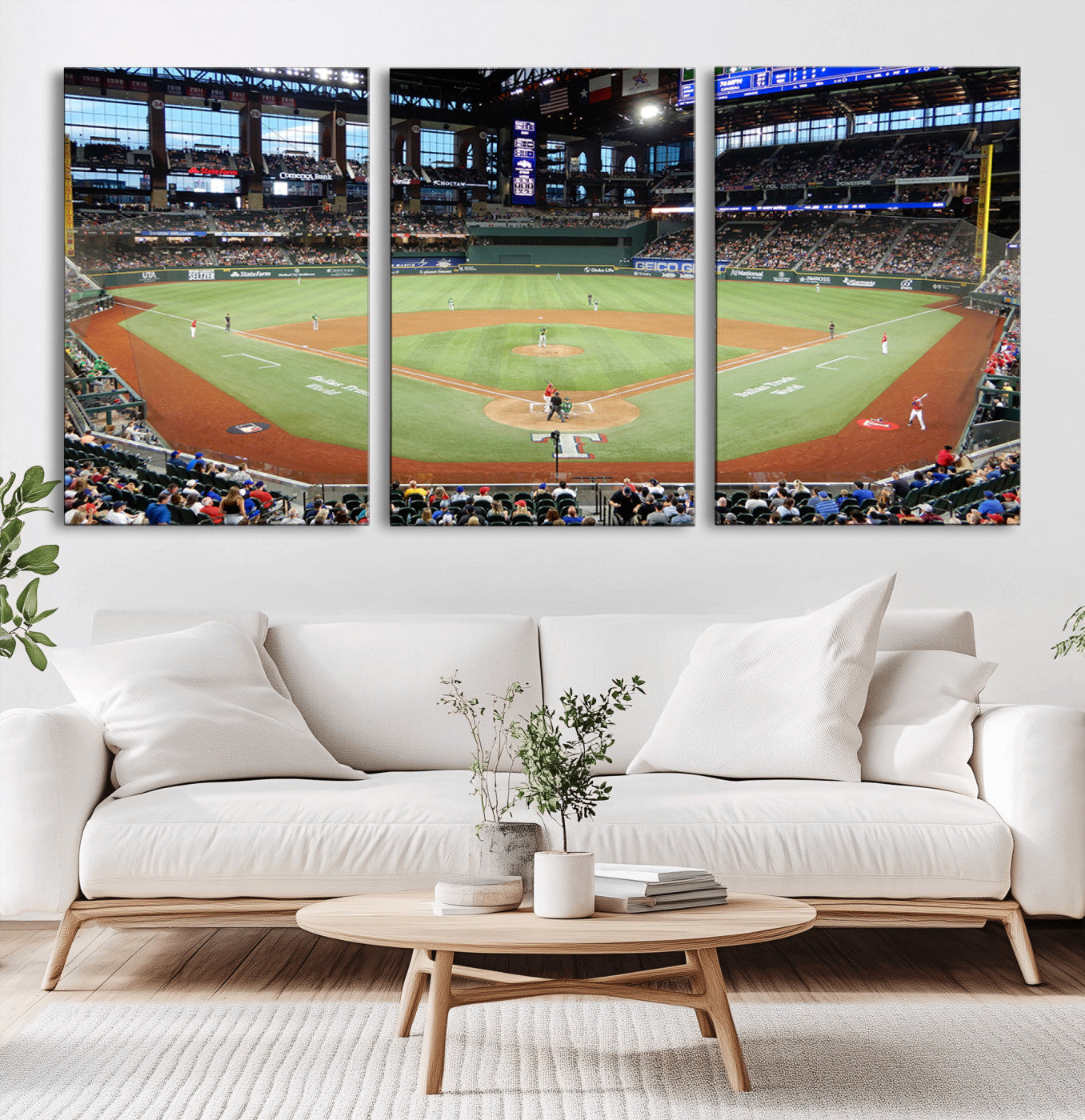 MGV-CV-60X30-3P - Texas Rangers Baseball Team Print - Arlington Globe Life Field Stadium Canvas Print Wall Art