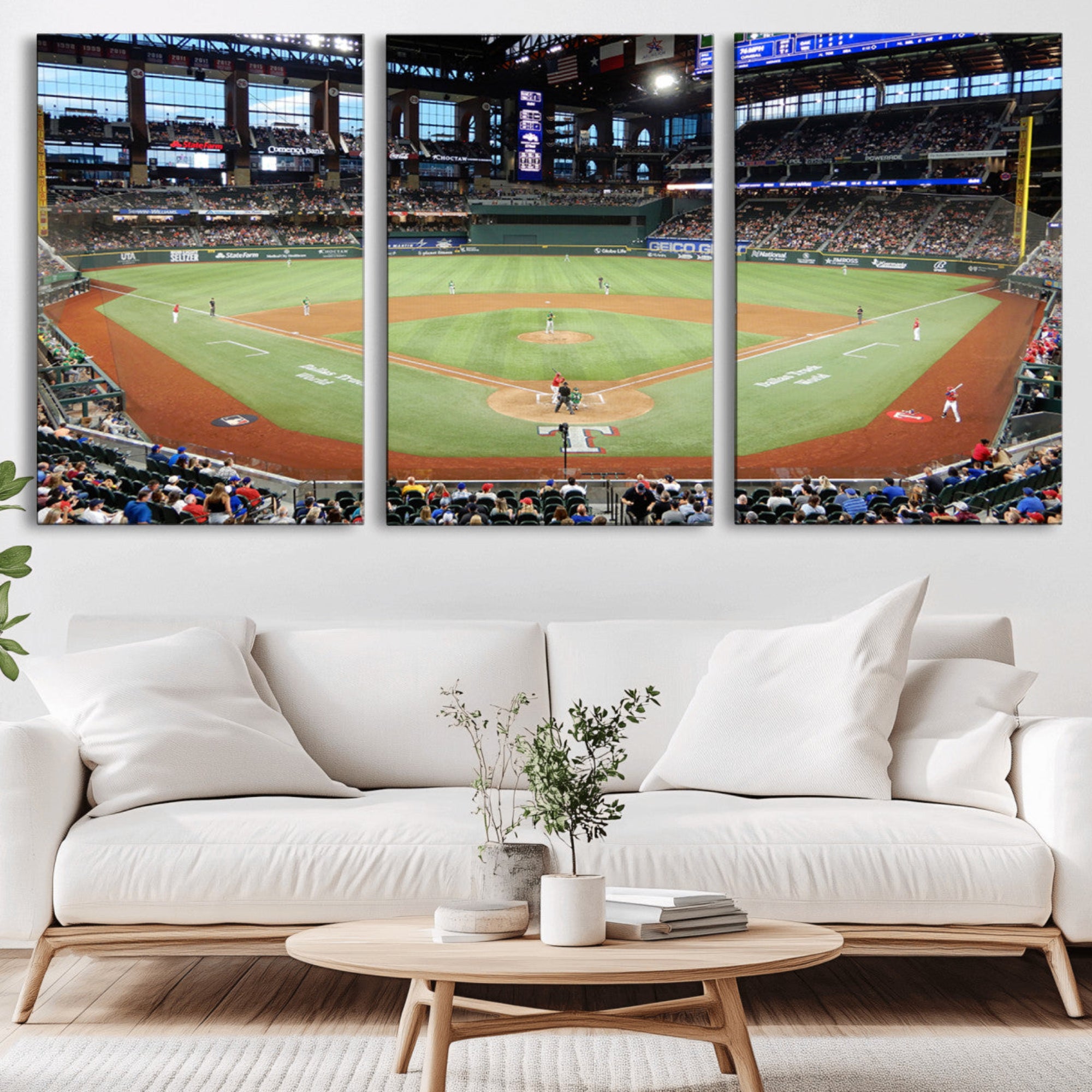 78468-MGV-CV-36X24-Texas Rangers Baseball Team Print - Arlington Globe Life Field Stadium Canvas Print Wall Art