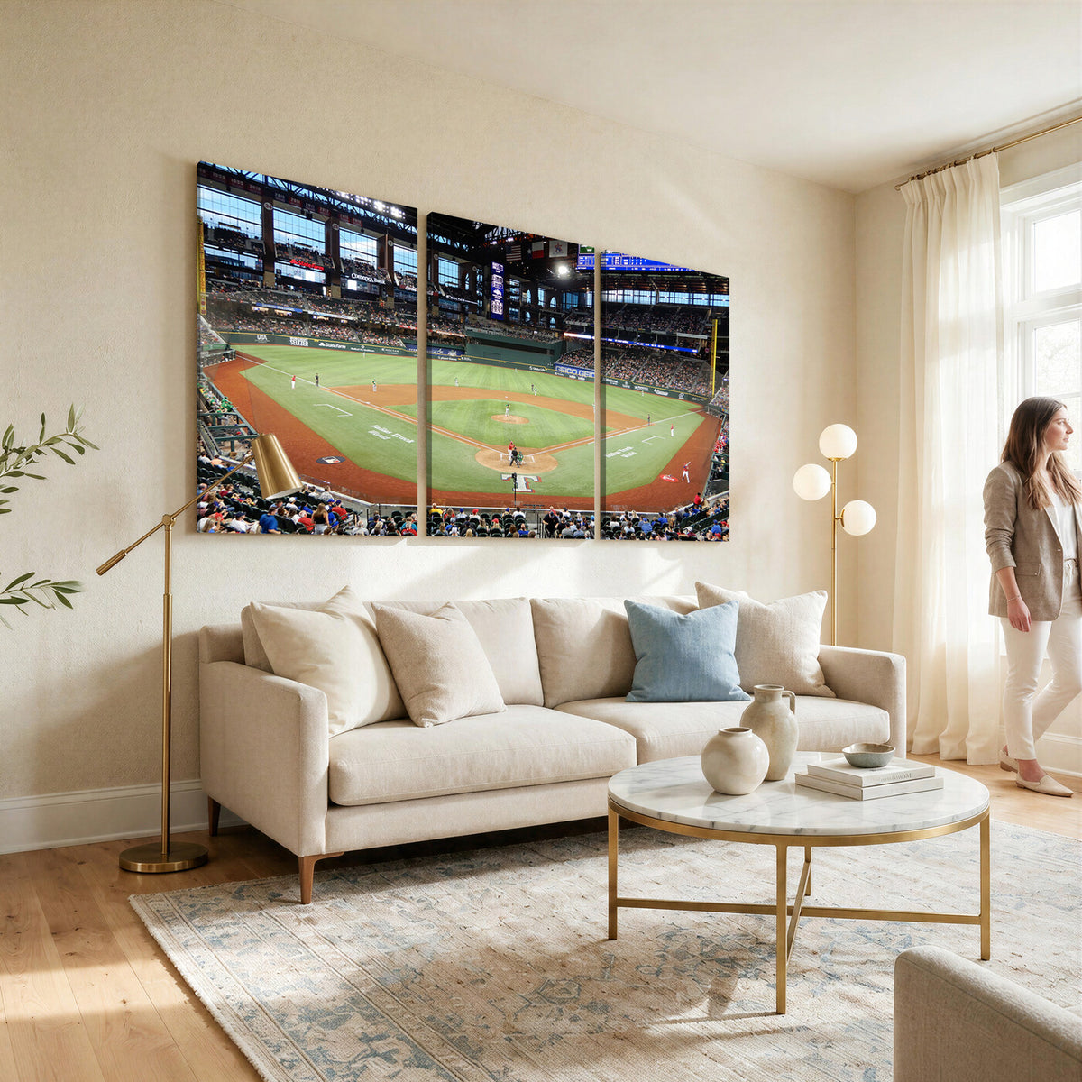 78468-MGV-CV-36X24 - Texas Rangers Baseball Team Print, Arlington Globe Life Field Stadium Wall Art