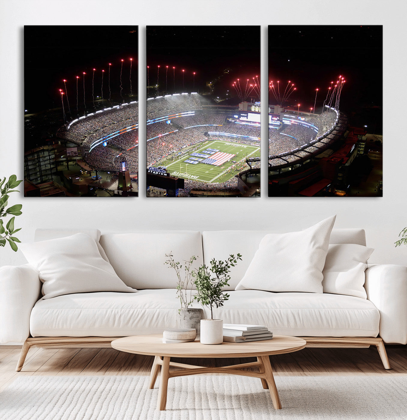 MGV-CV-60X30-3P - New England Patriots Team Print Wall Art- Foxborough Gillette Stadium Wall Art Canvas Print