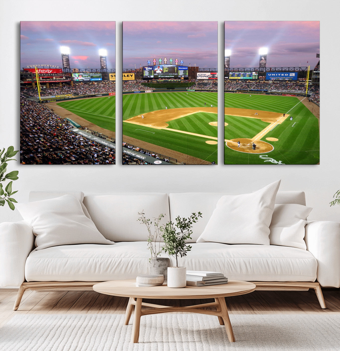 MGV-CV-60X30-3P - Chicago White Sox Baseball Team Print Canvas- Guaranteed Rate Field Stadium Wall Art Canvas Print