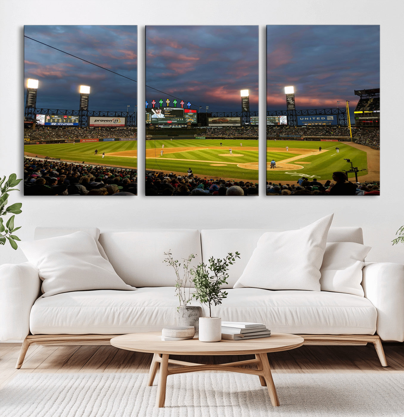 MGV-CV-60X30-3P - Chicago White Sox Baseball Team Print Canvas- Guaranteed Rate Field Stadium Wall Art Canvas Print