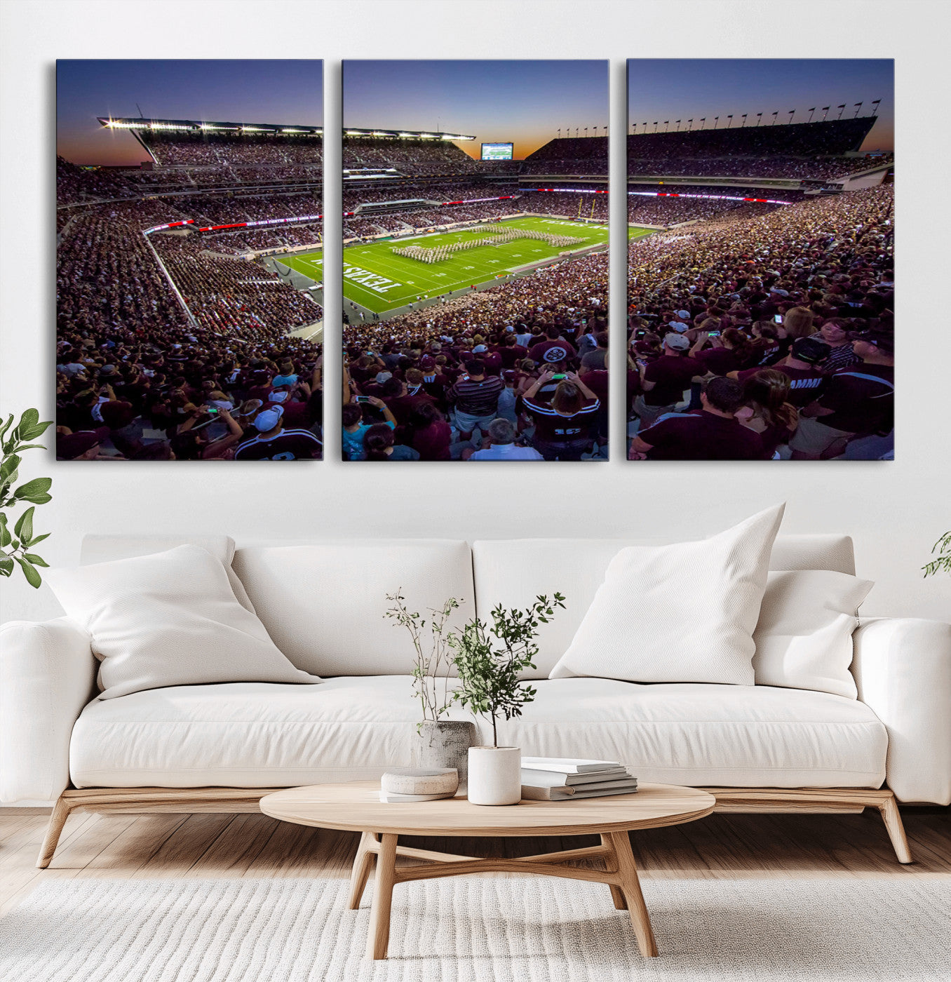 MGV-CV-60X30-3P - Texas A&M University Aggies Football Team Print - College Station Kyle Field Stadium Wall Art Canvas