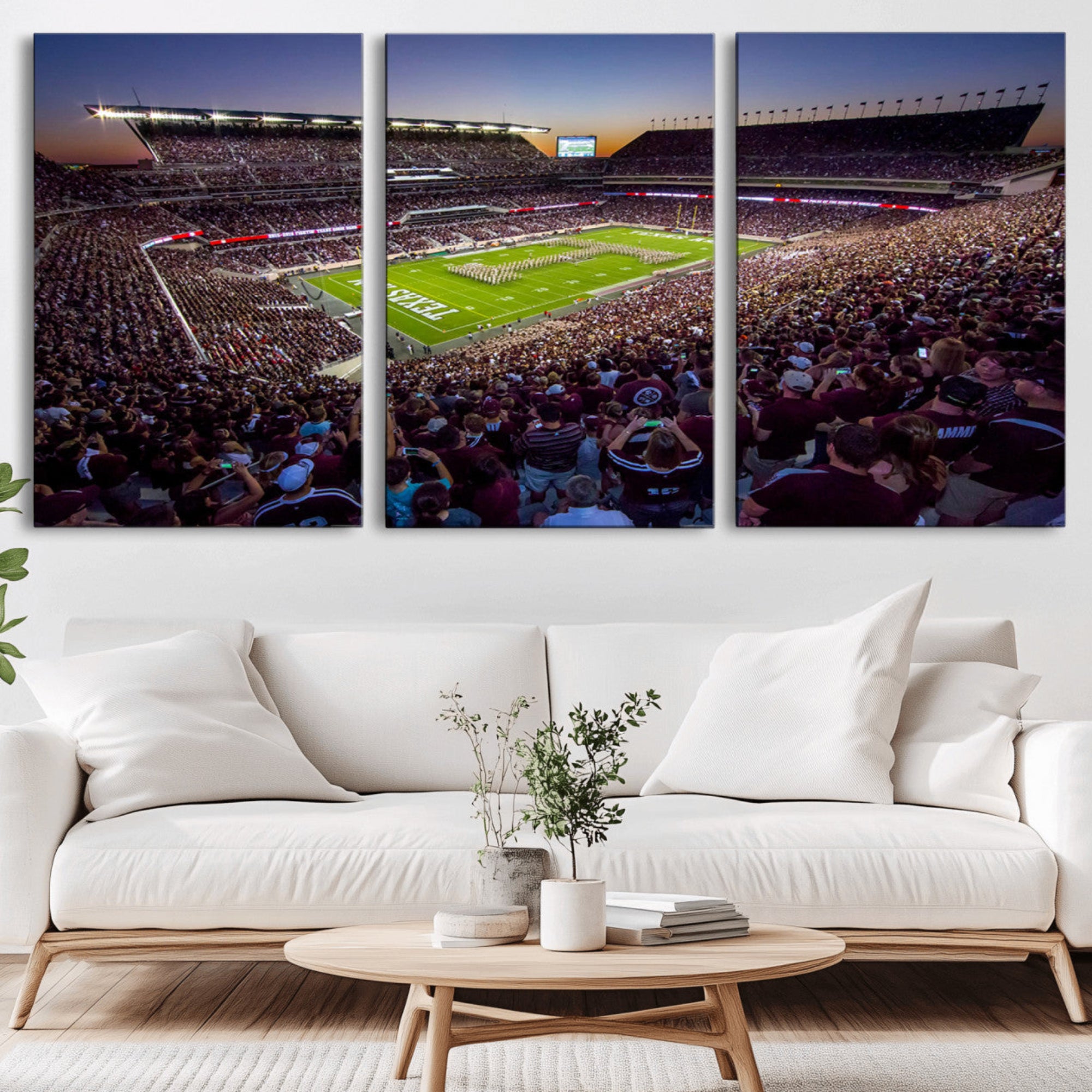 25148-MGV-CV-36X24-Texas A&M University Aggies Football Team Print - College Station Kyle Field Stadium Wall Art Canvas