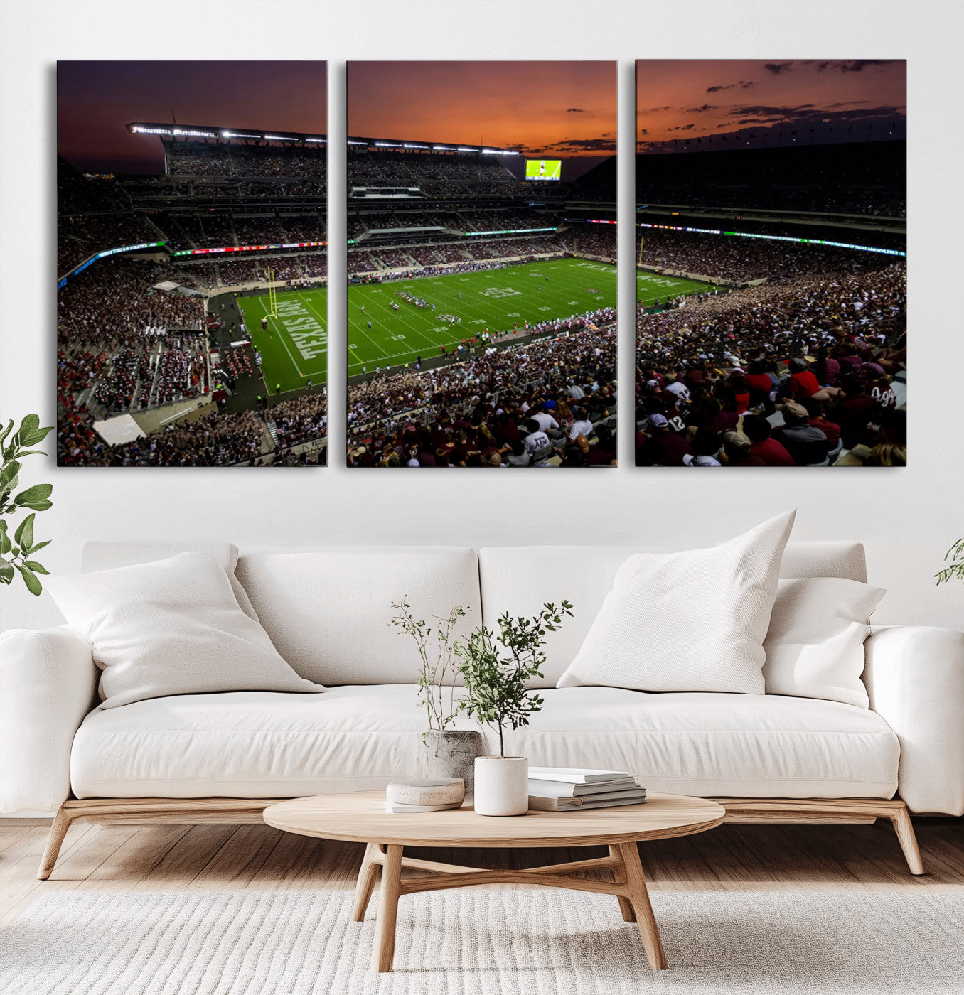 MGV-CV-60X30-3P - Texas A&M University Aggies Football Team Print - College Station Kyle Field Stadium Wall Art Canvas