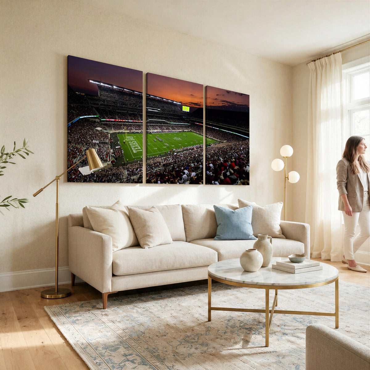 45603-MGV-CV-36X24 - Texas A&M Aggies Football Team Print, College Station Kyle Field Stadium Canvas Wall Art