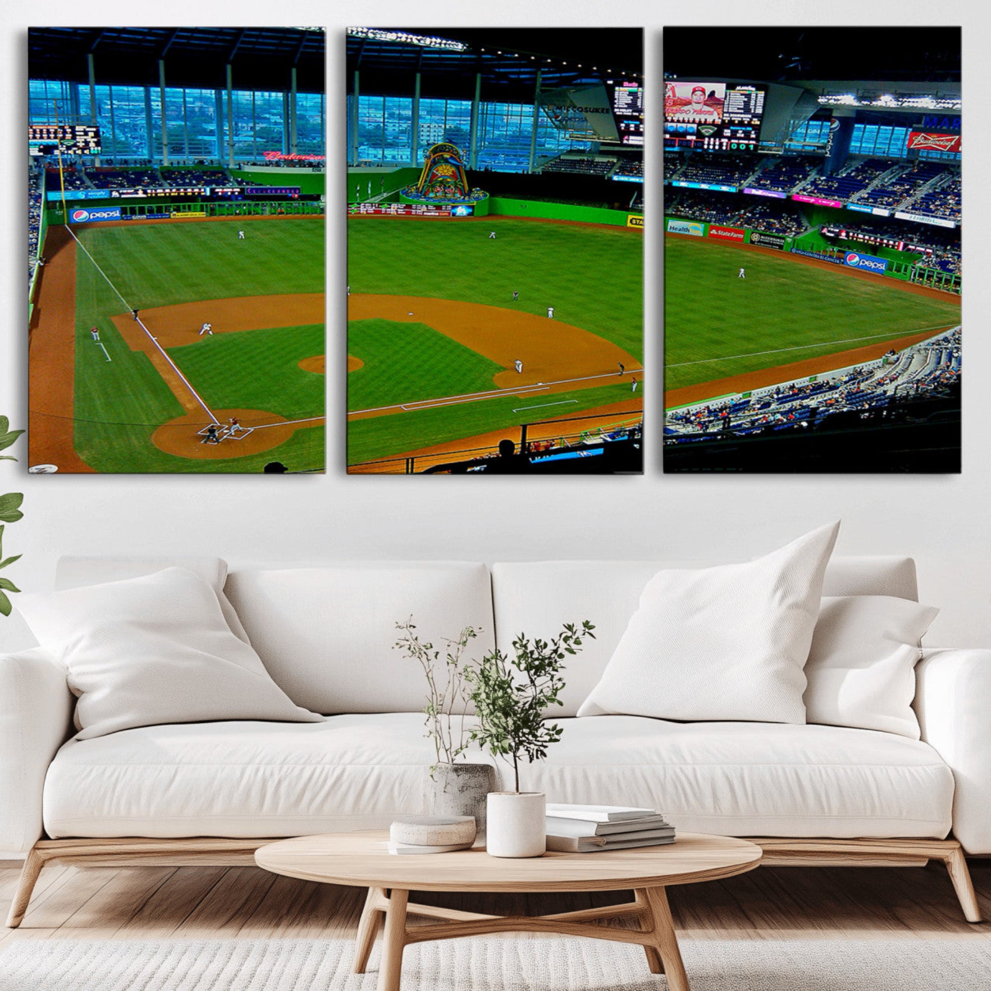 51207-MGV-CV-36X24-Miami Marlins Baseball Team Print - Miami LoanDepot Park Stadium Wall Art Canvas Print
