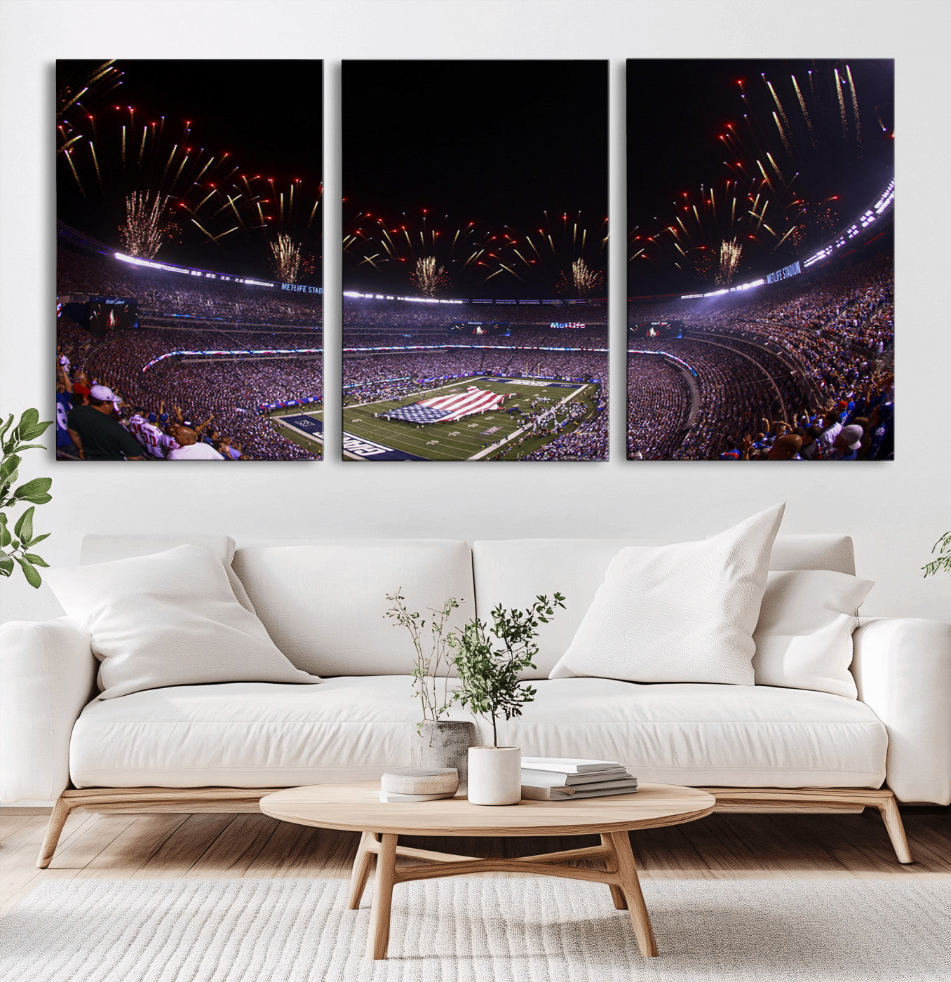 MGV-CV-60X30-3P - New York Giants Football Team Print - East Rutherford MetLife Stadium Wall Art Canvas Print