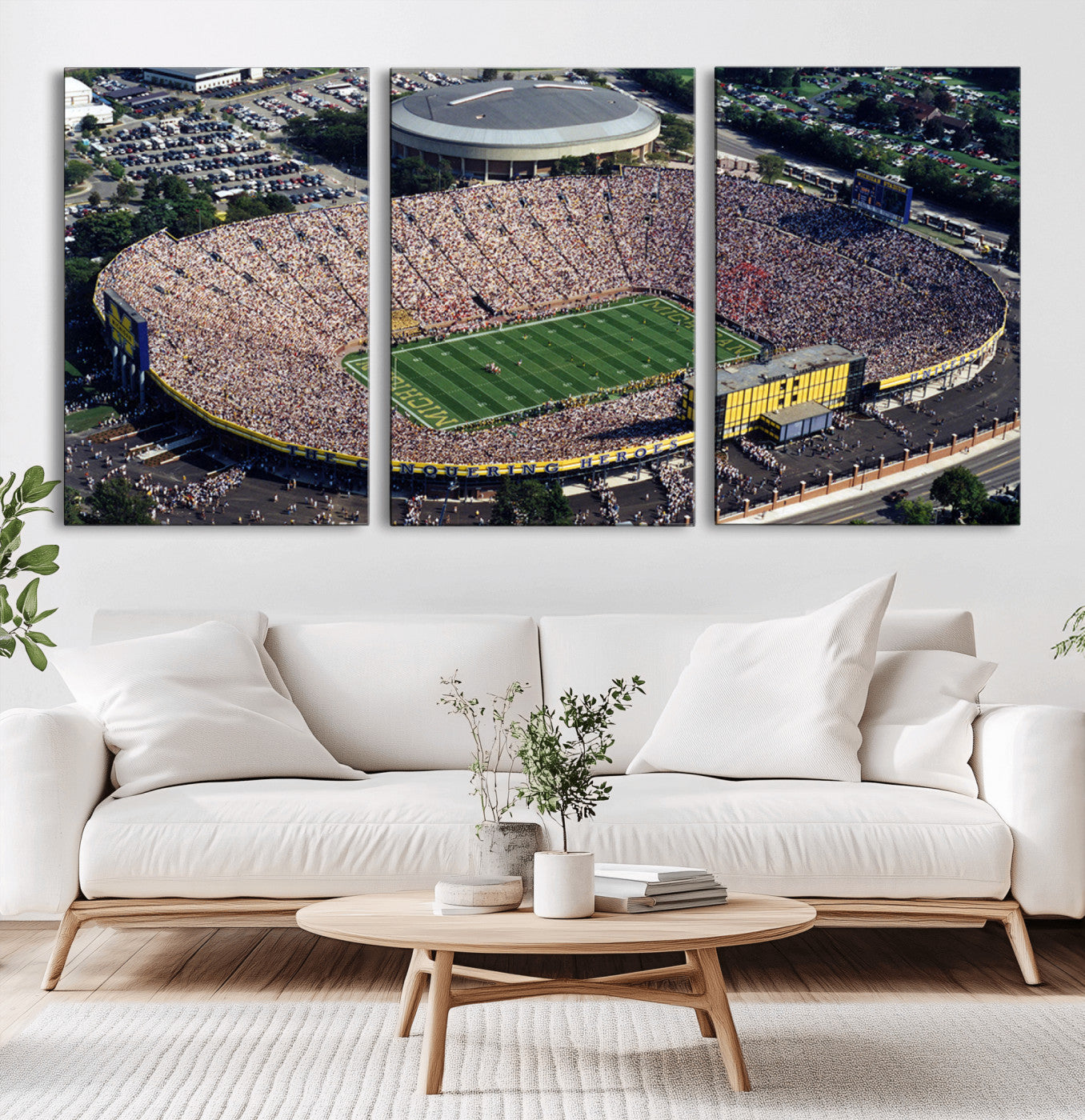 MGV-CV-60X30-3P - Michigan Wolverines Football Team Print - Ann Arbor Michigan Stadium Print, Michigan Wolverines