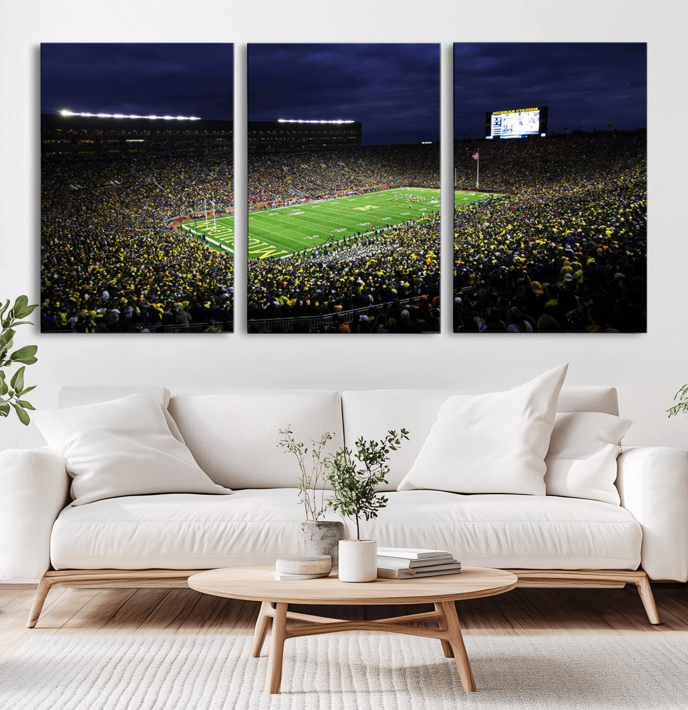 MGV-CV-60X30-3P - Michigan Wolverines Football Canvas Wall Decor, Football Team Print - Ann Arbor Michigan Stadium