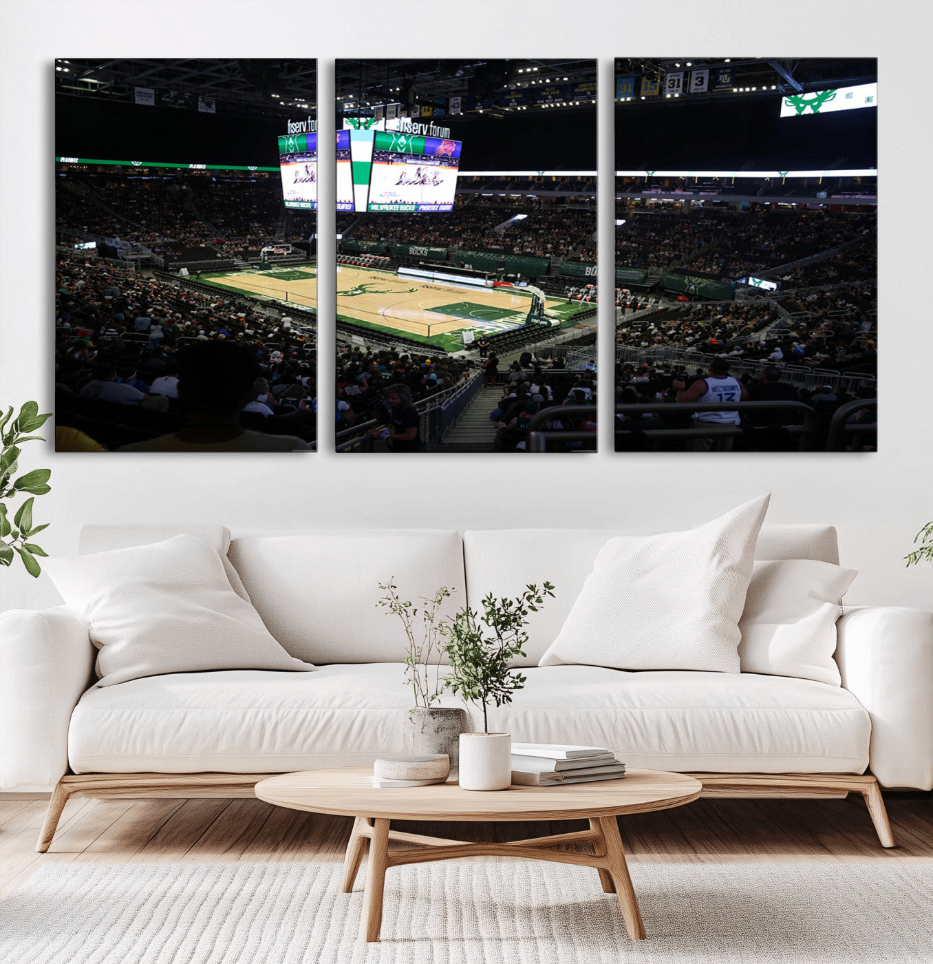 MGV-CV-60X30-3P - Milwaukee Bucks Basketball Print - Fiserv Forum Stadium Wall Art Canvas Print