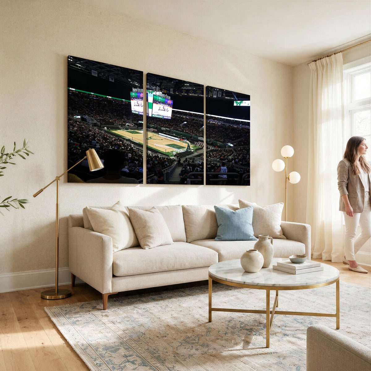 69882-MGV-CV-36X24 - Milwaukee Bucks Basketball Print, Fiserv Forum Stadium Wall Art