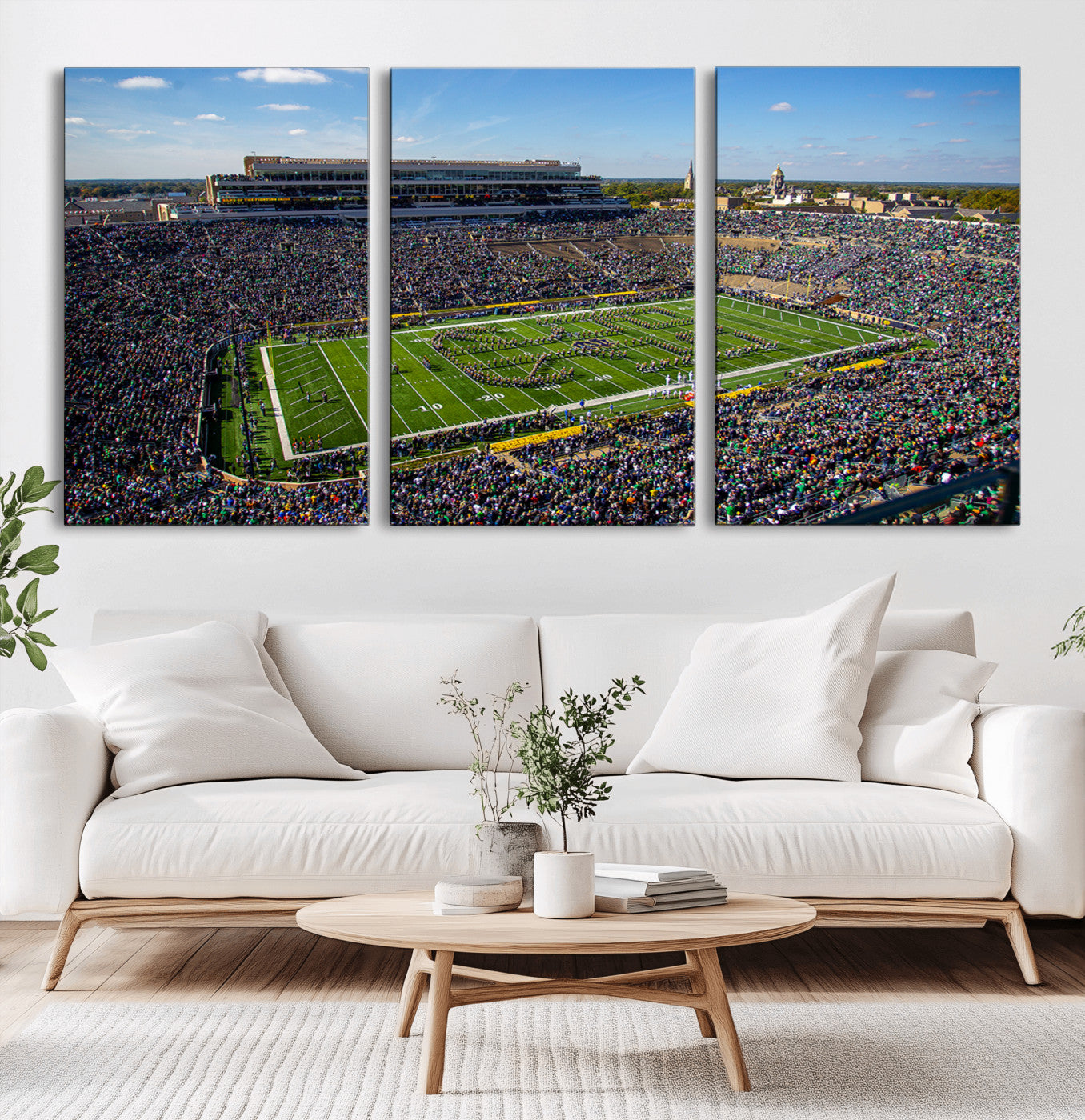 MGV-CV-60X30-3P - Notre Dame Fighting Irish Football Team Print - Notre Dame Stadium Wall Art Canvas Print