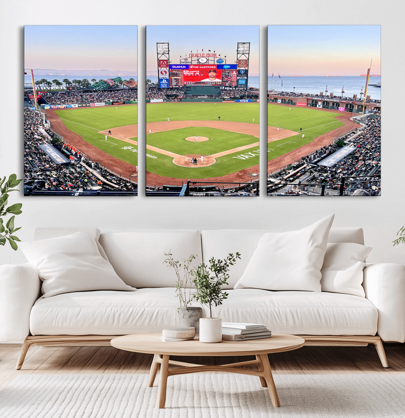 MGV-CV-60X30-3P - San Francisco Giants Baseball Team Print - Oracle Park Stadium Wall Art Canvas Print
