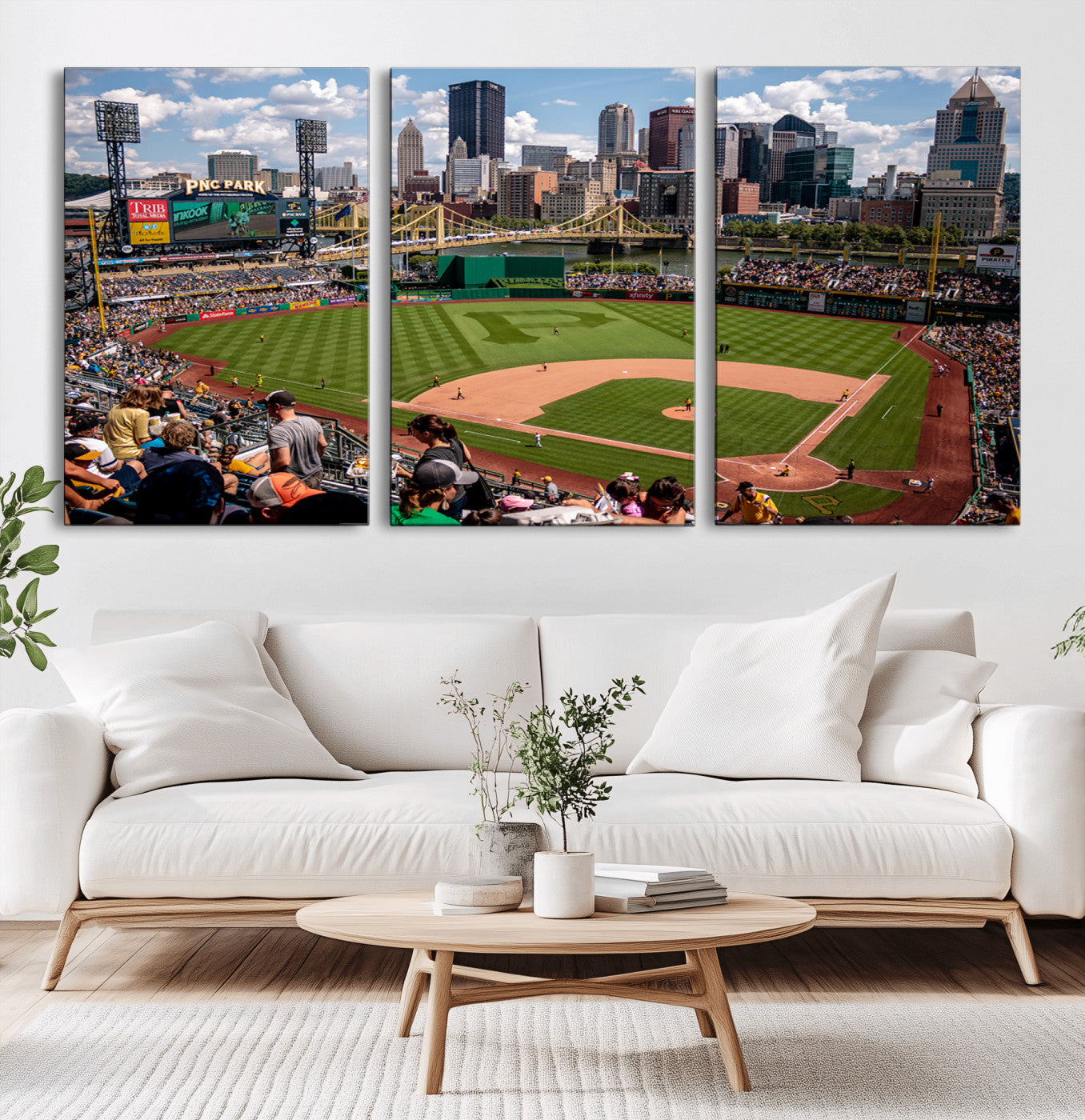 MGV-CV-60X30-3P - Pittsburgh Pirates Baseball Team Print - PNC Park Stadium Wall Art Canvas Print - Ready to Hang