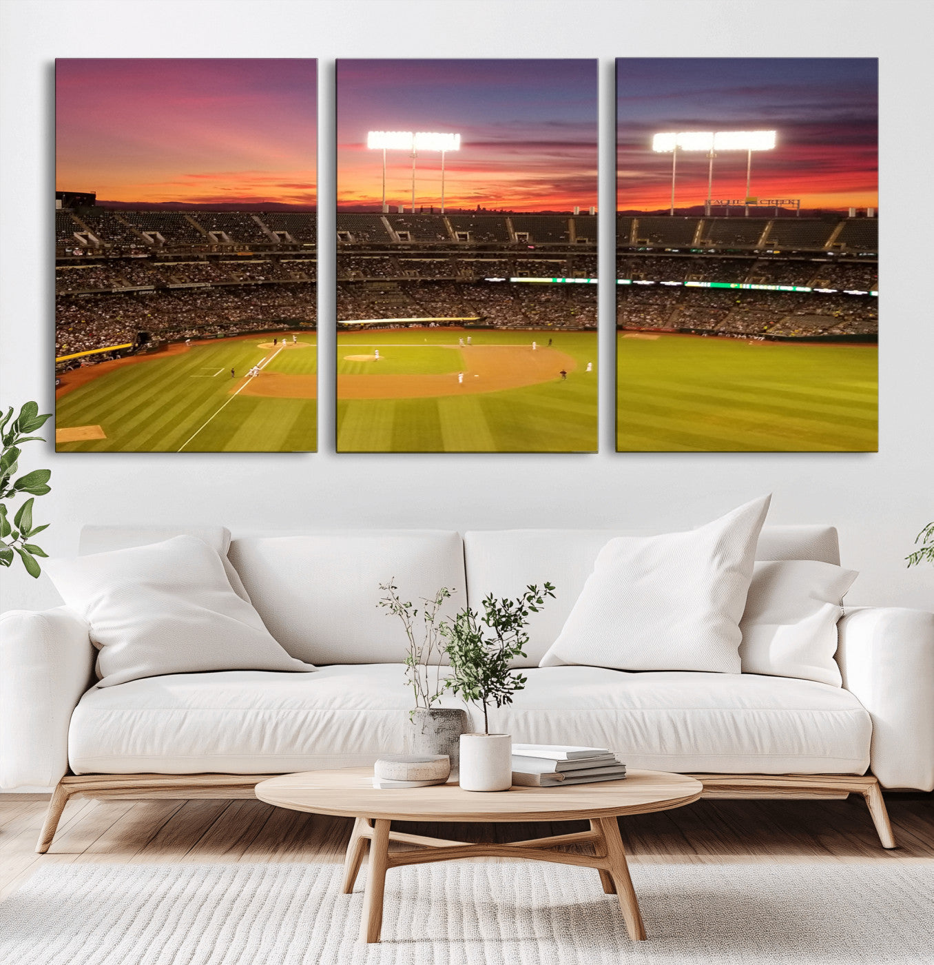MGV-CV-60X30-3P - Oakland Athletics Baseball Team Print - Oakland Coliseum Stadium Wall Art Canvas Print