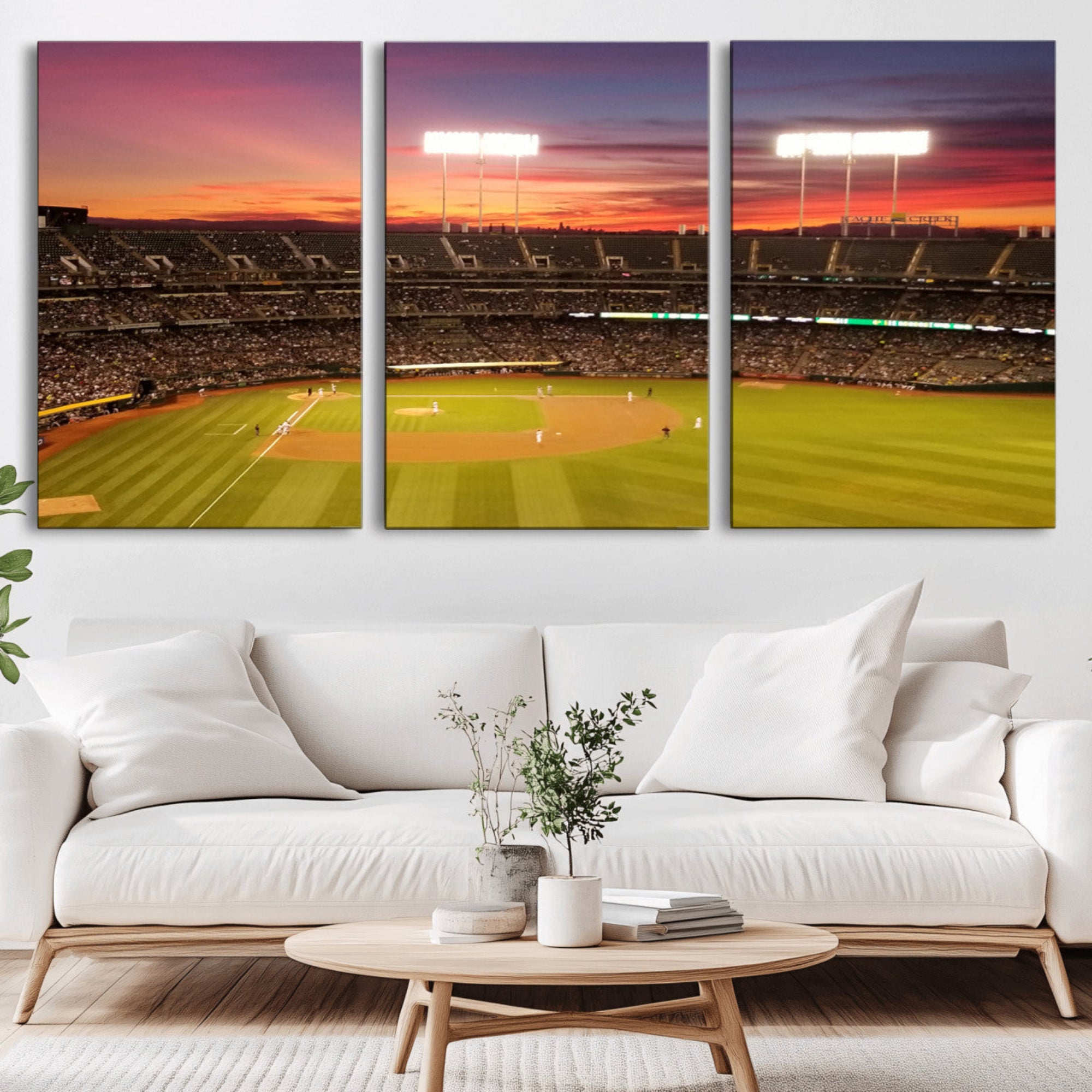 73718-MGV-CV-36X24-Oakland Athletics Baseball Team Print - Oakland Coliseum Stadium Wall Art Canvas Print