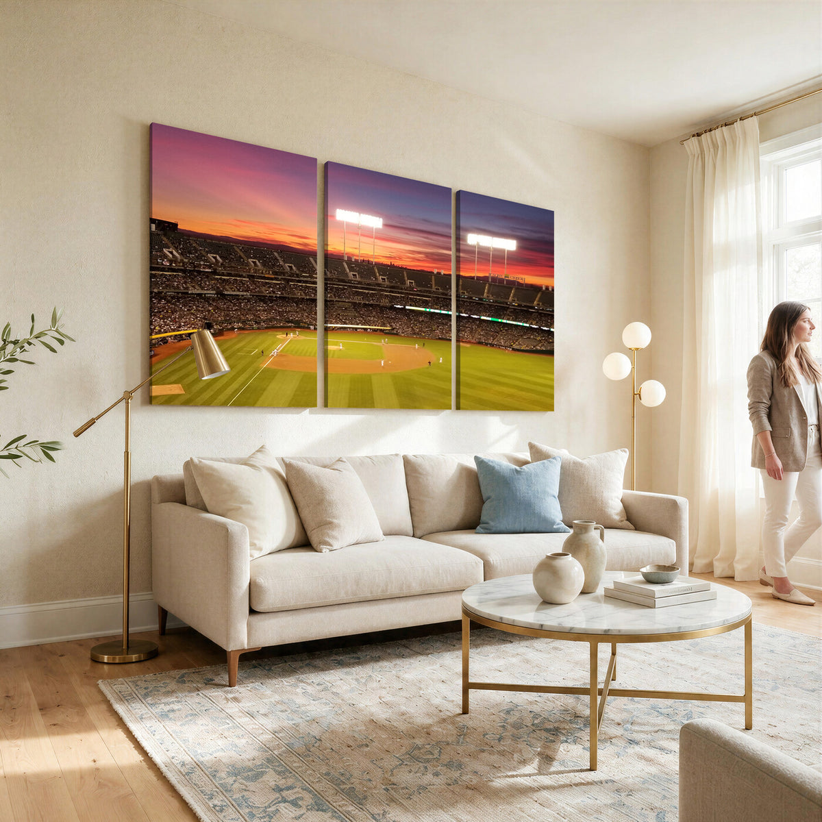 73718-MGV-CV-36X24 - Oakland Athletics Baseball Team Print, Oakland Coliseum