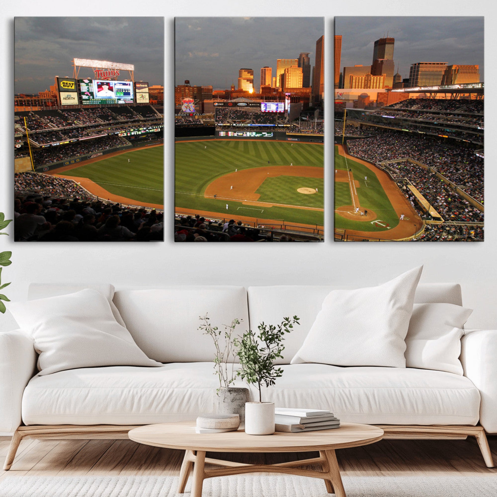 99822-MGV-CV-36X24-Minnesota Twins Baseball Team Print - Minneapolis Target Field Stadium Wall Art Canvas Print