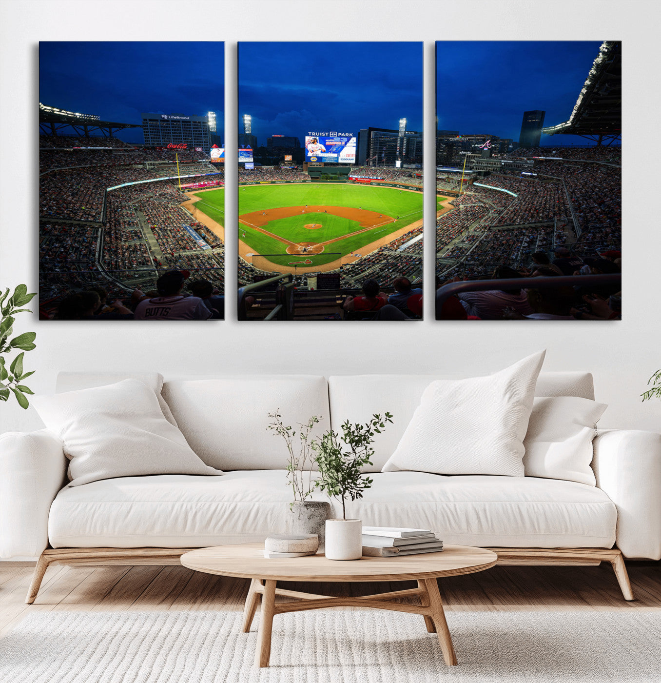 MGV-CV-60X30-3P - Truist Park Night Game Canvas Art - Atlanta Braves Stadium Wall Art Canvas