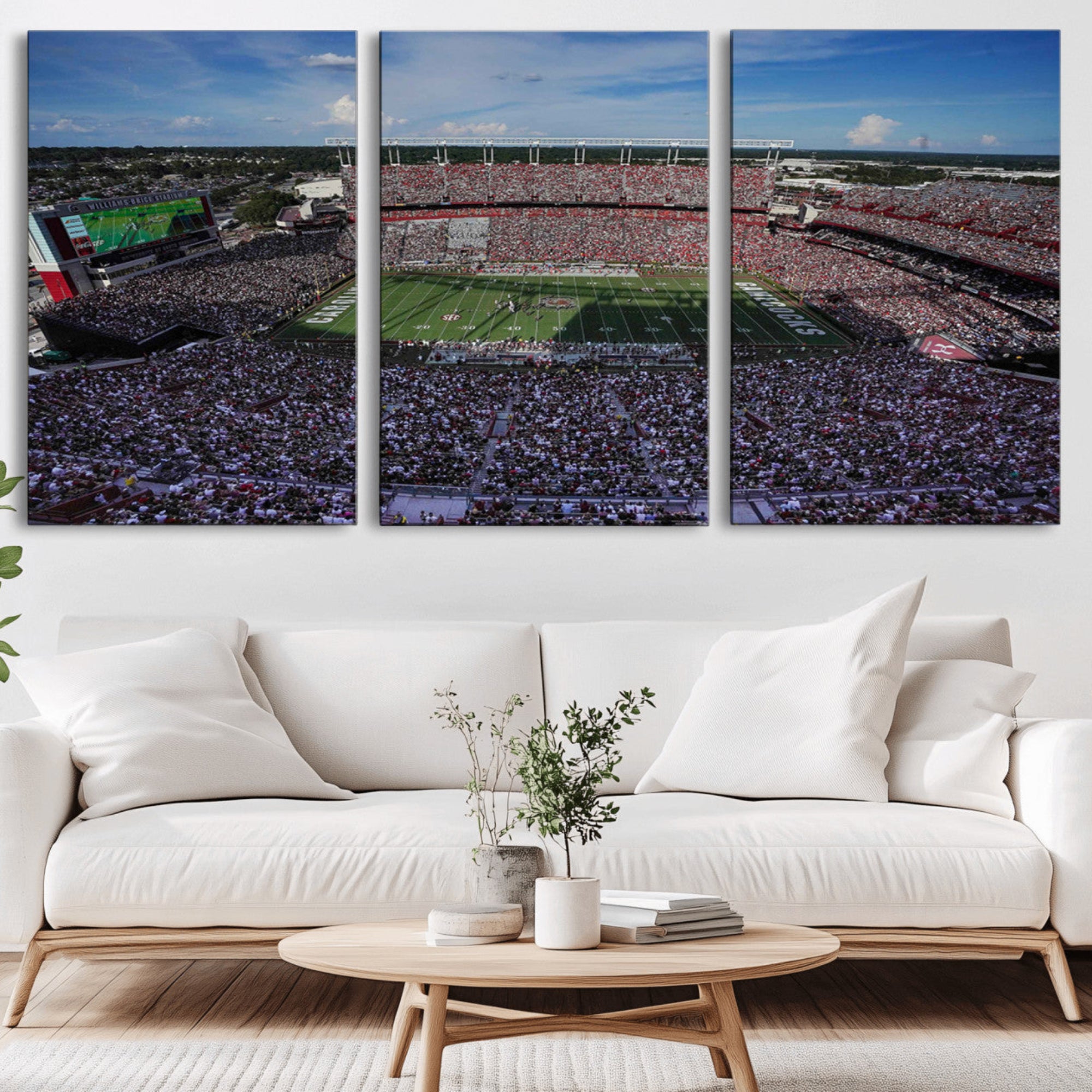 83382-MGV-CV-36X24-South Carolina Gamecocks Football Team Print - Columbia Williams-Brice Stadium Wall Art Canvas Print