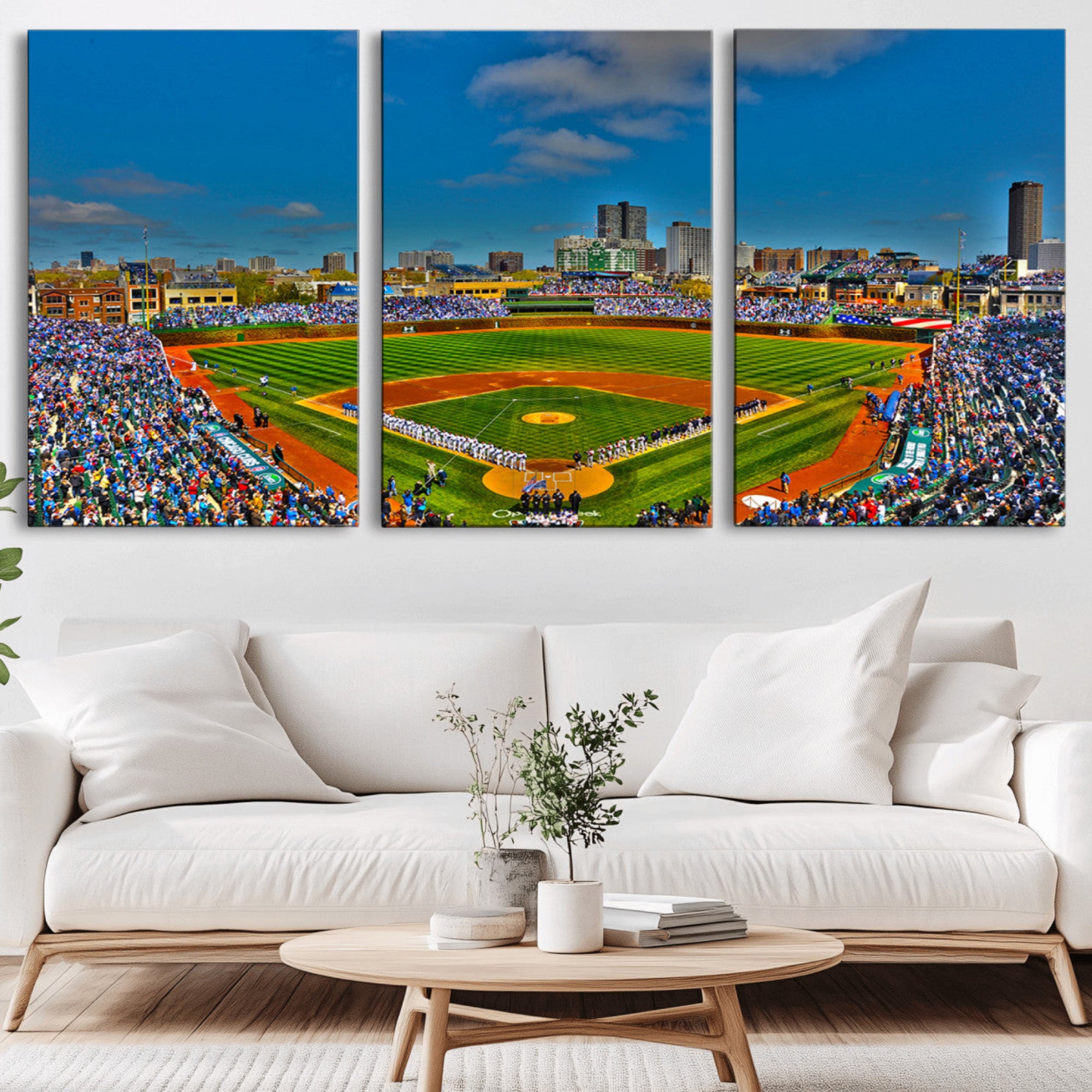 44149-MGV-CV-36X24-Wrigley Field Chicago Cubs Canvas Wall Art - Iconic Baseball Stadium Print for Sports Lovers - Ready