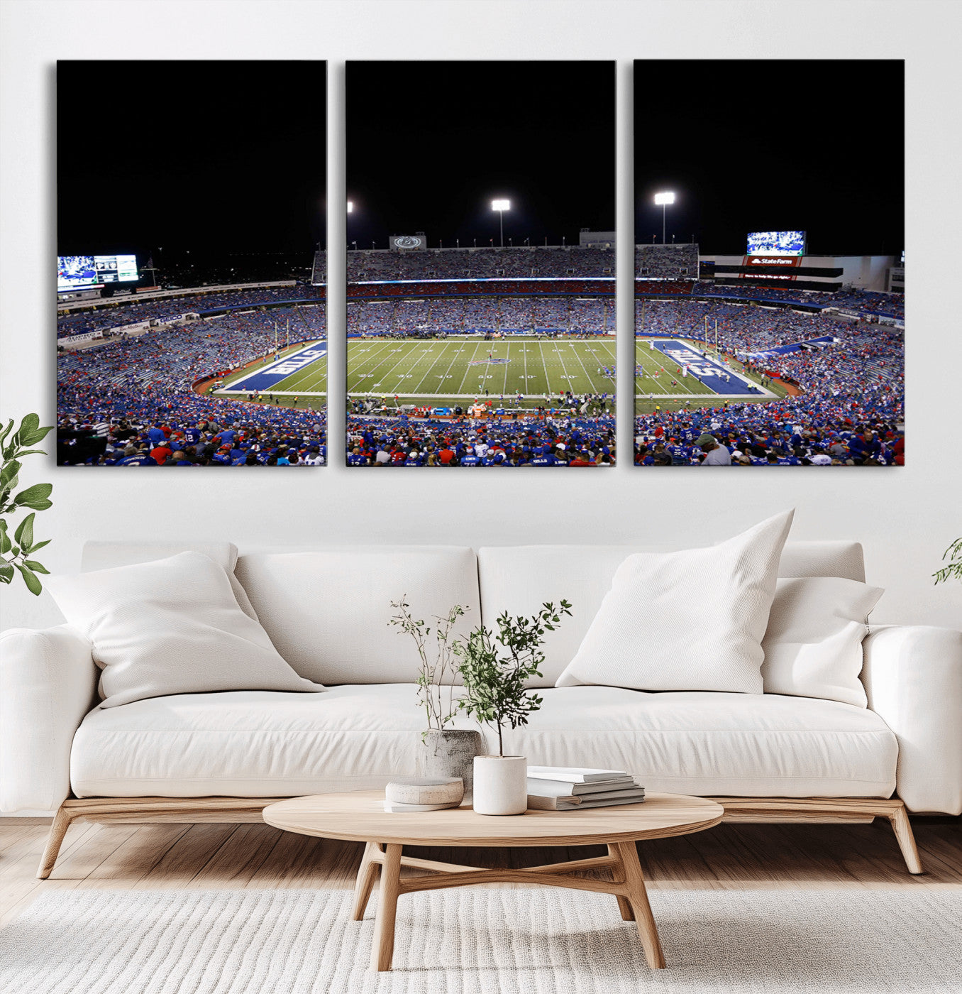 MGV-CV-60X30-3P - Buffalo Bills Wall Art - Buffalo Bills Stadium Canvas Print, Perfect Sports Decor for Living Rooms,