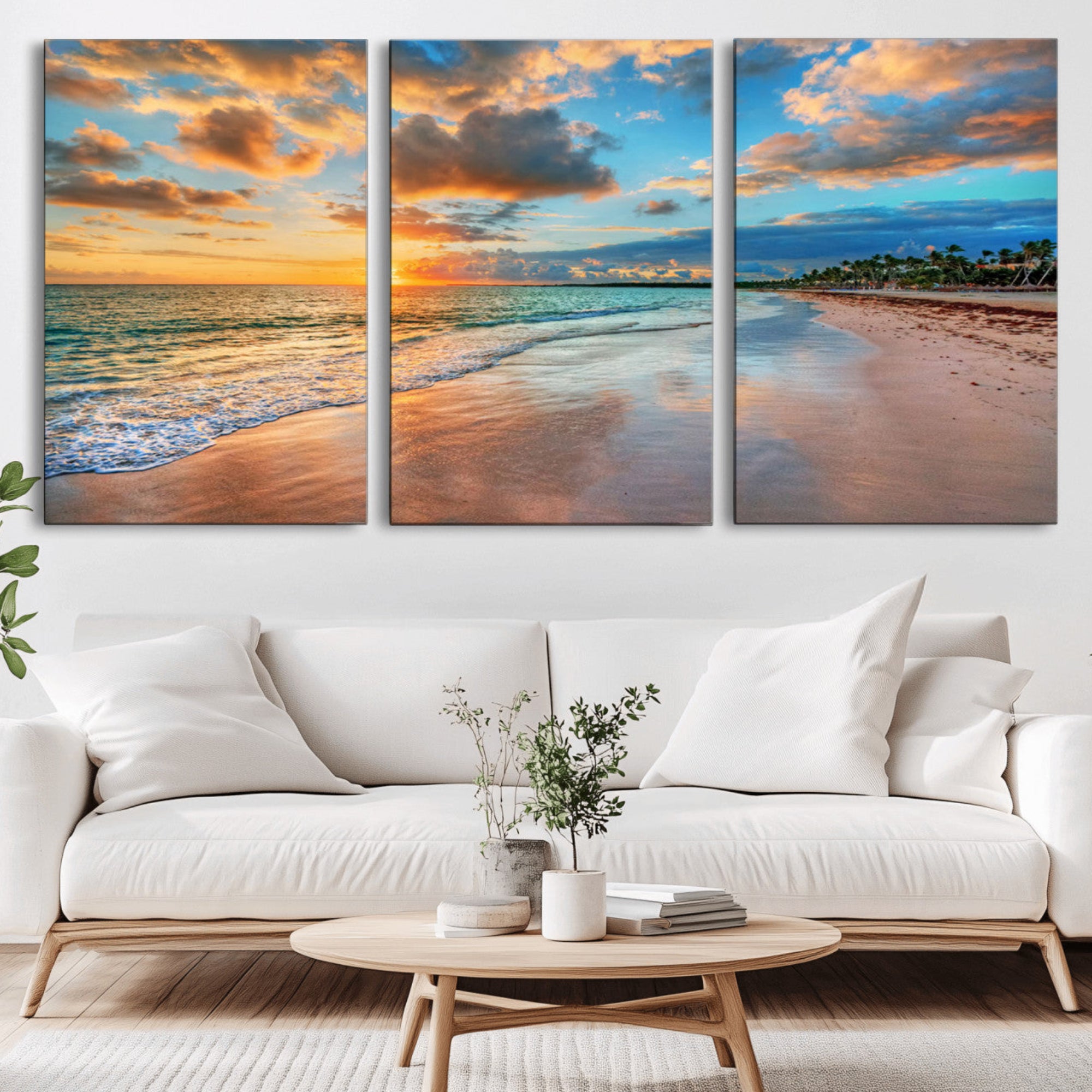 59240-MGV-CV-36X24-Serene Beach Sunset Wall Art | Coastal Ocean Canvas Print | Ready to Hang Tropical Decor for Home or