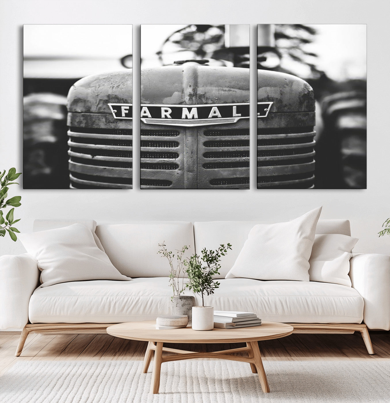MGV-CV-60X30-3P - Vintage Farmall Tractor Wall Art Canvas Print, Rustic Farmhouse Decor Ready to Hang