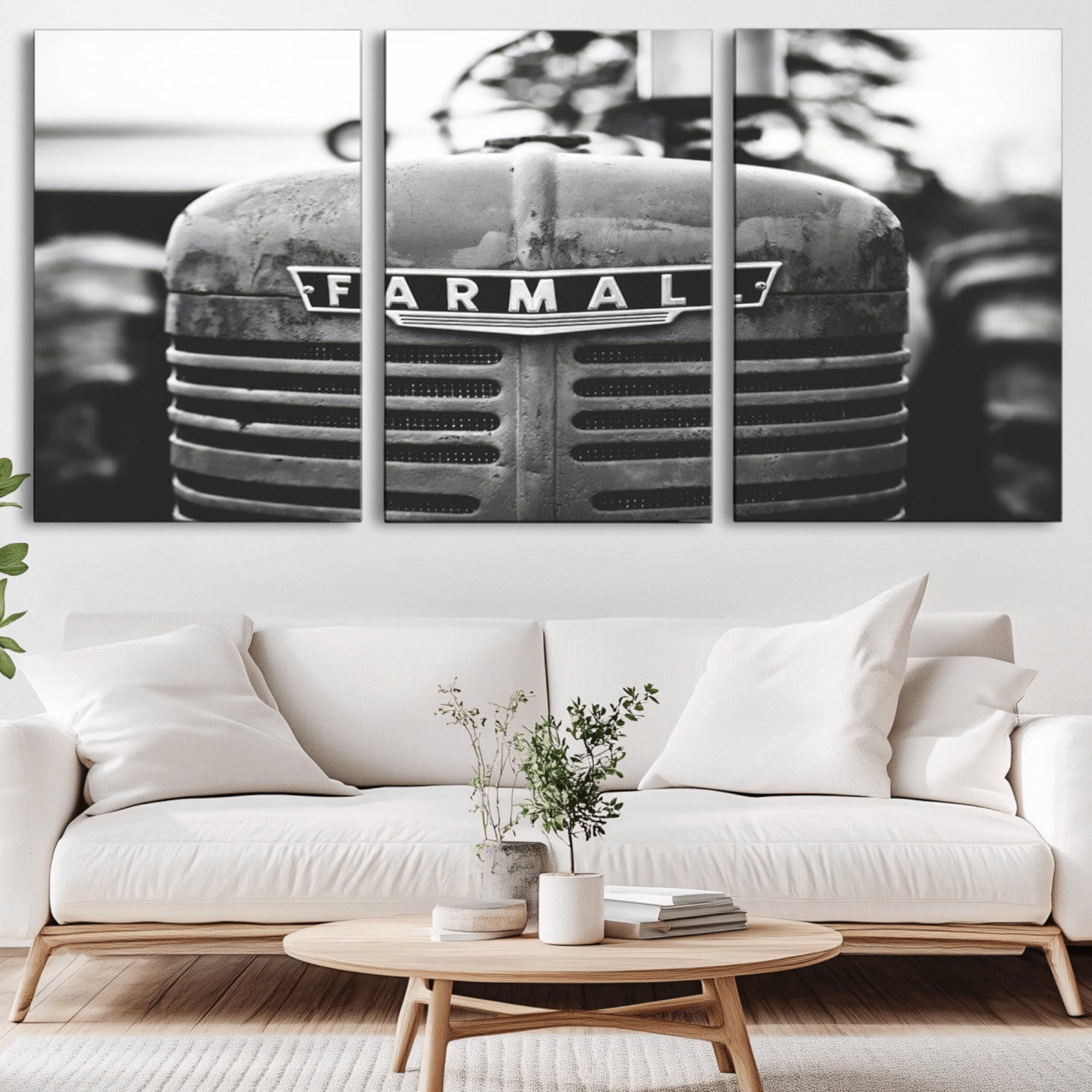48656-MGV-CV-36X24-Vintage Farmall Tractor Wall Art Canvas Print, Rustic Farmhouse Decor Ready to Hang
