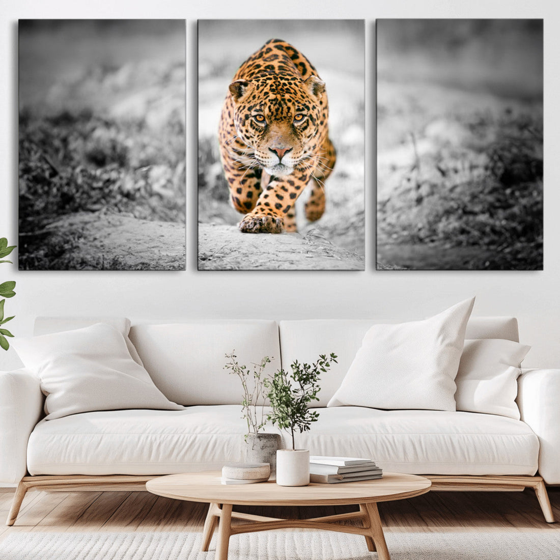 Jaguar Wall Art Canvas Print, Majestic Big Cat in Focused Pursuit