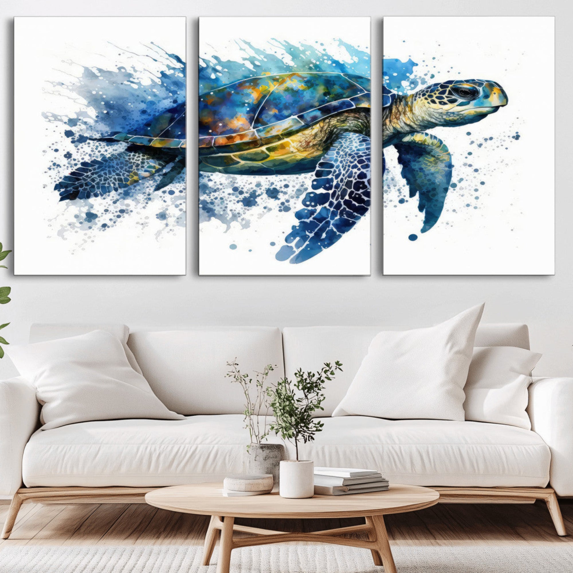 21983-MGV-CV-36X24-Watercolor Turtle Wall Art Canvas Print for Decoration