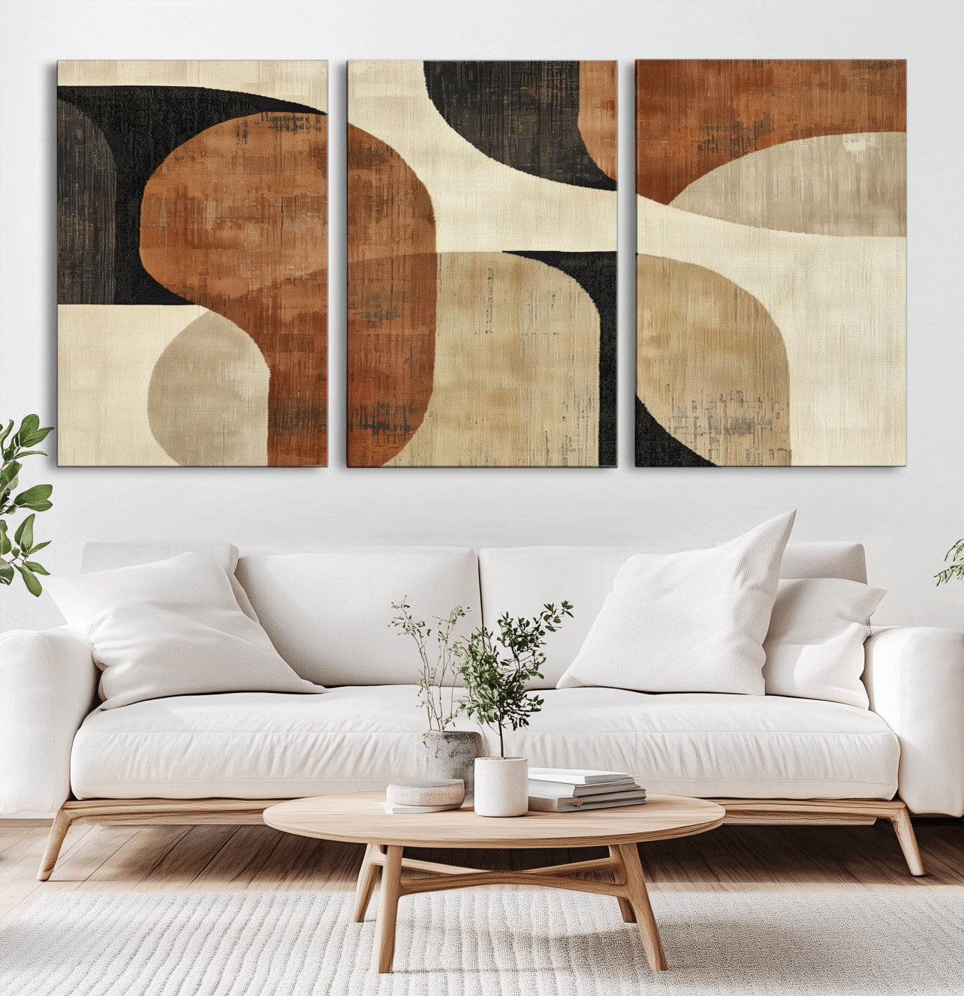 MGV-CV-60X30-3P - Wabi Sabi Abstract Wall Art Canvas Print | Large Minimalist Modern Geometric Wall Decor for Living