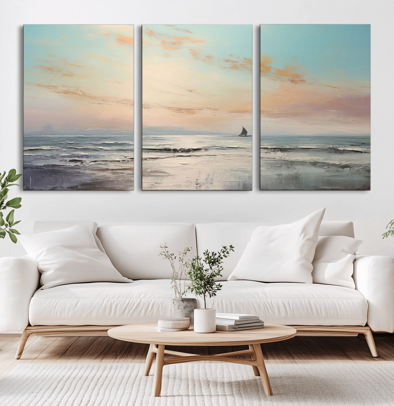 MGV-CV-60X30-3P - Abstract Ocean Wall Art -  Boat Wall Art Canvas Print