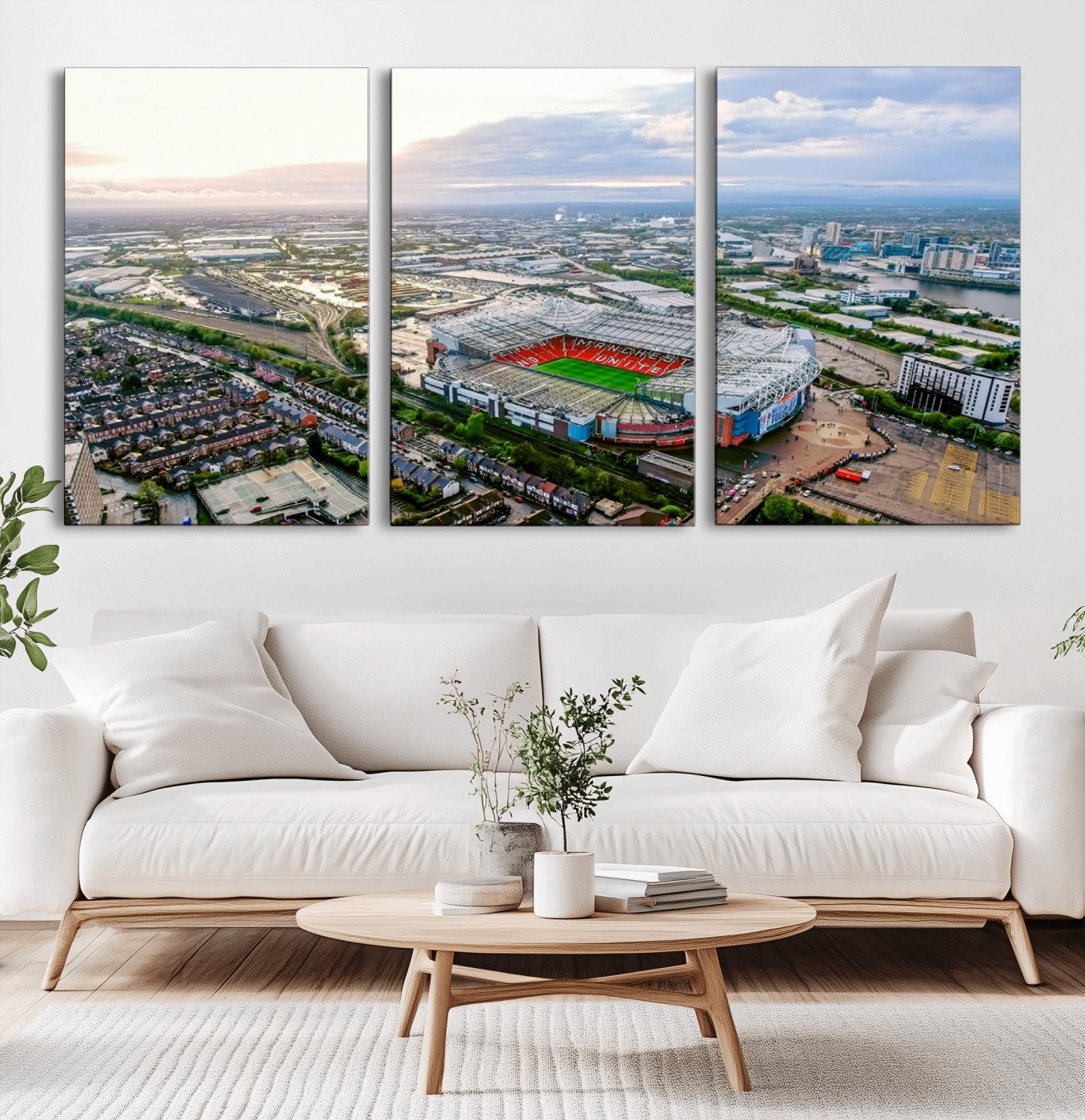 MGV-CV-60X30-3P - Old Trafford Manchester United Stadium Wall Art Canvas Print - Aerial View Stadium, Old Trafford