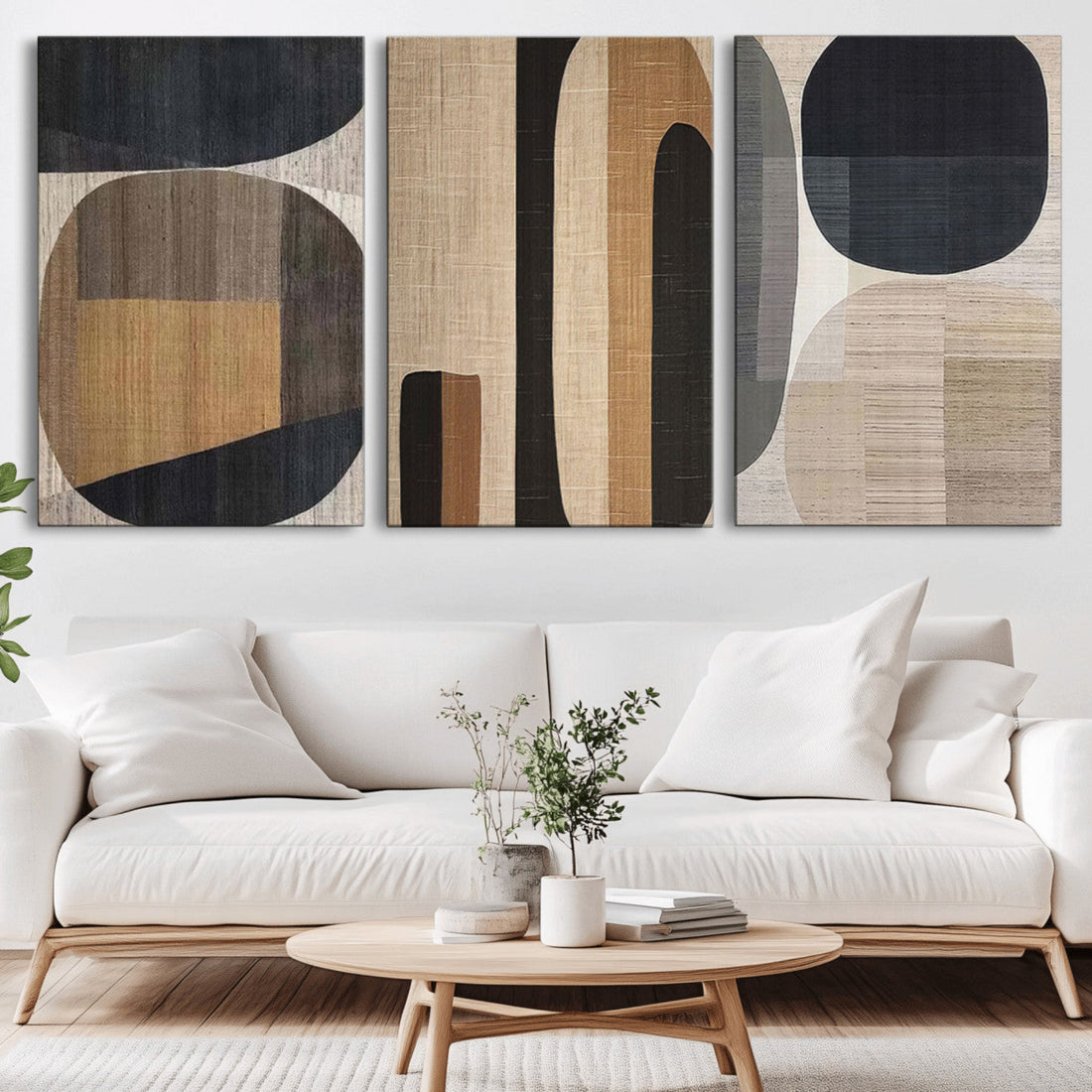 Wabi Sabi Canvas Print, Geometric Abstract Wall Art, Minimalist Earthy Tones