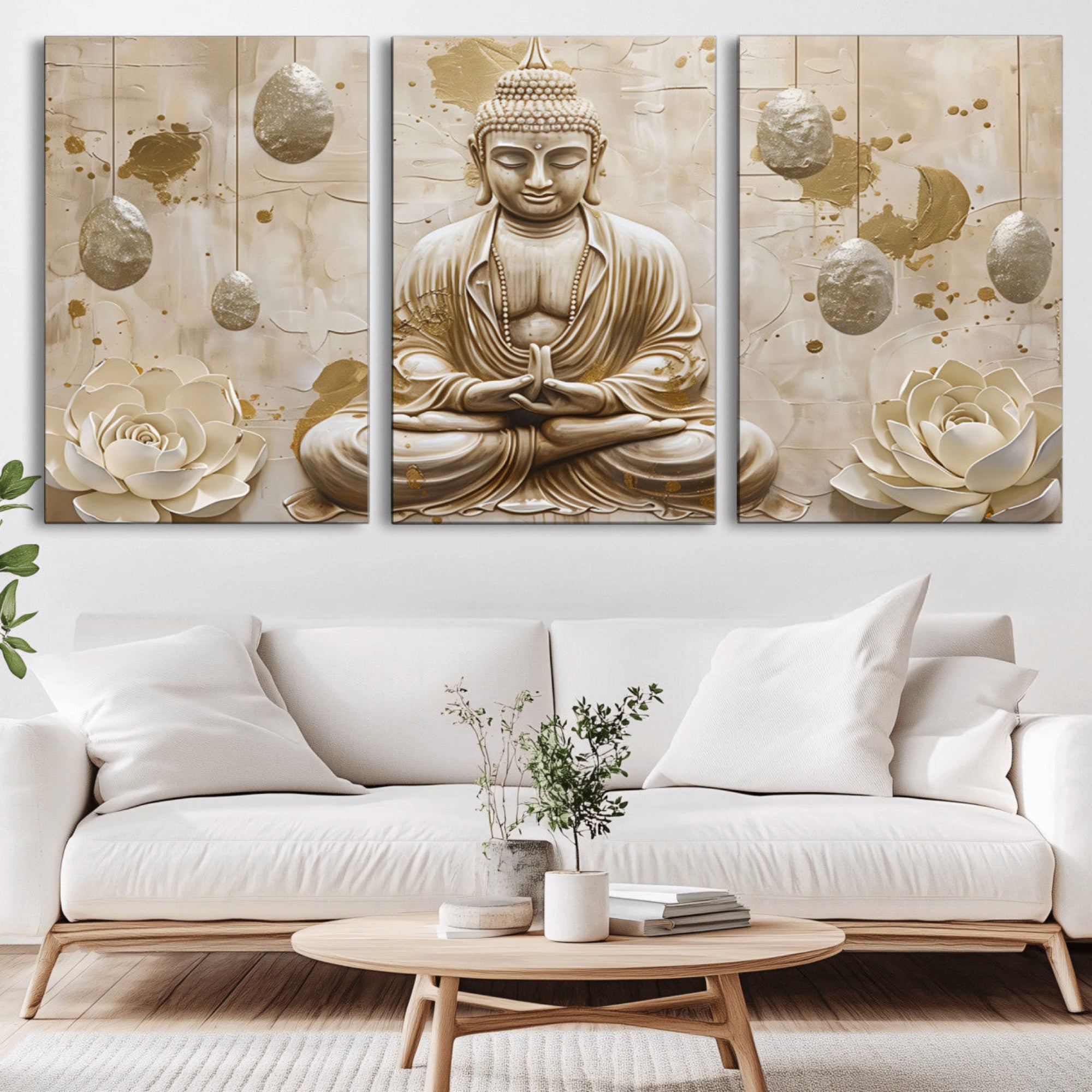 54116-MGV-CV-36X24-Serene Buddha Wall Art | Yoga Room Decor and Meditation Wall Art Print | Framed and Ready to Hang