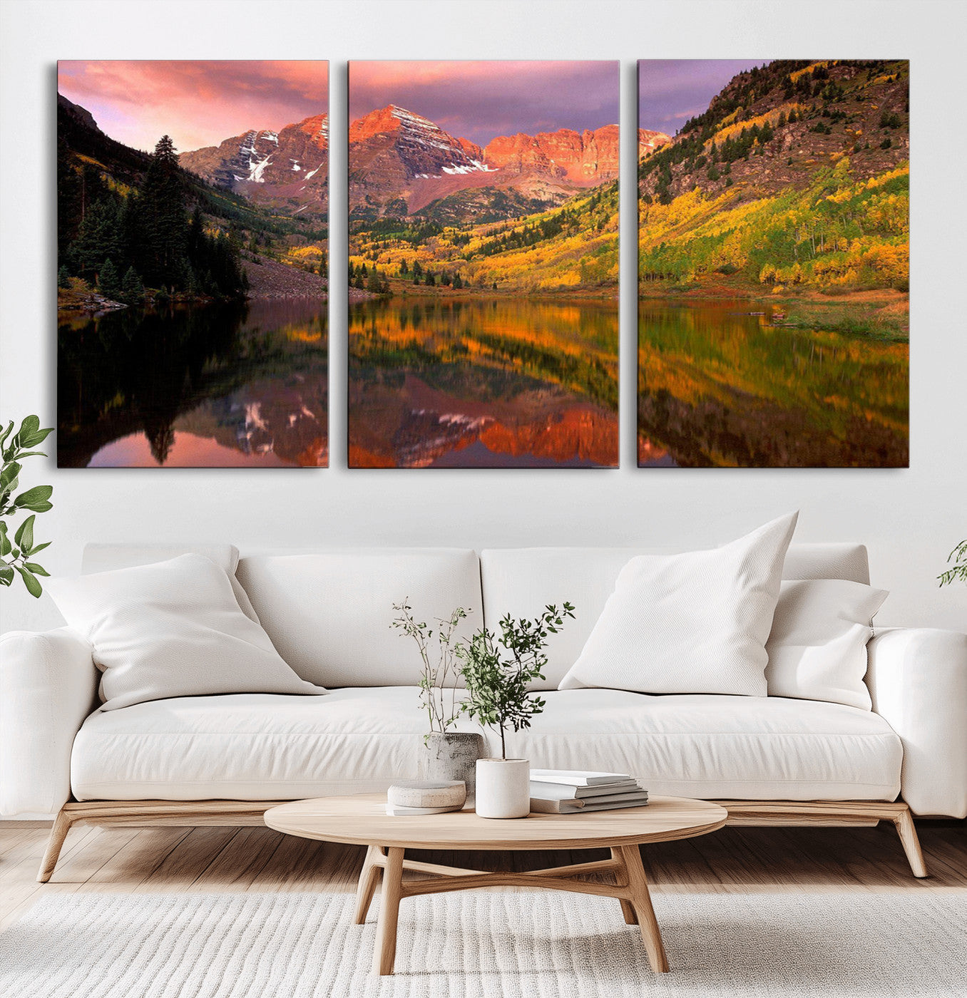 MGV-CV-60X30-3P - Colorado Rockies Mountain Sunset Wall Art | Ready to Hang and Framed | Scenic Nature Landscape