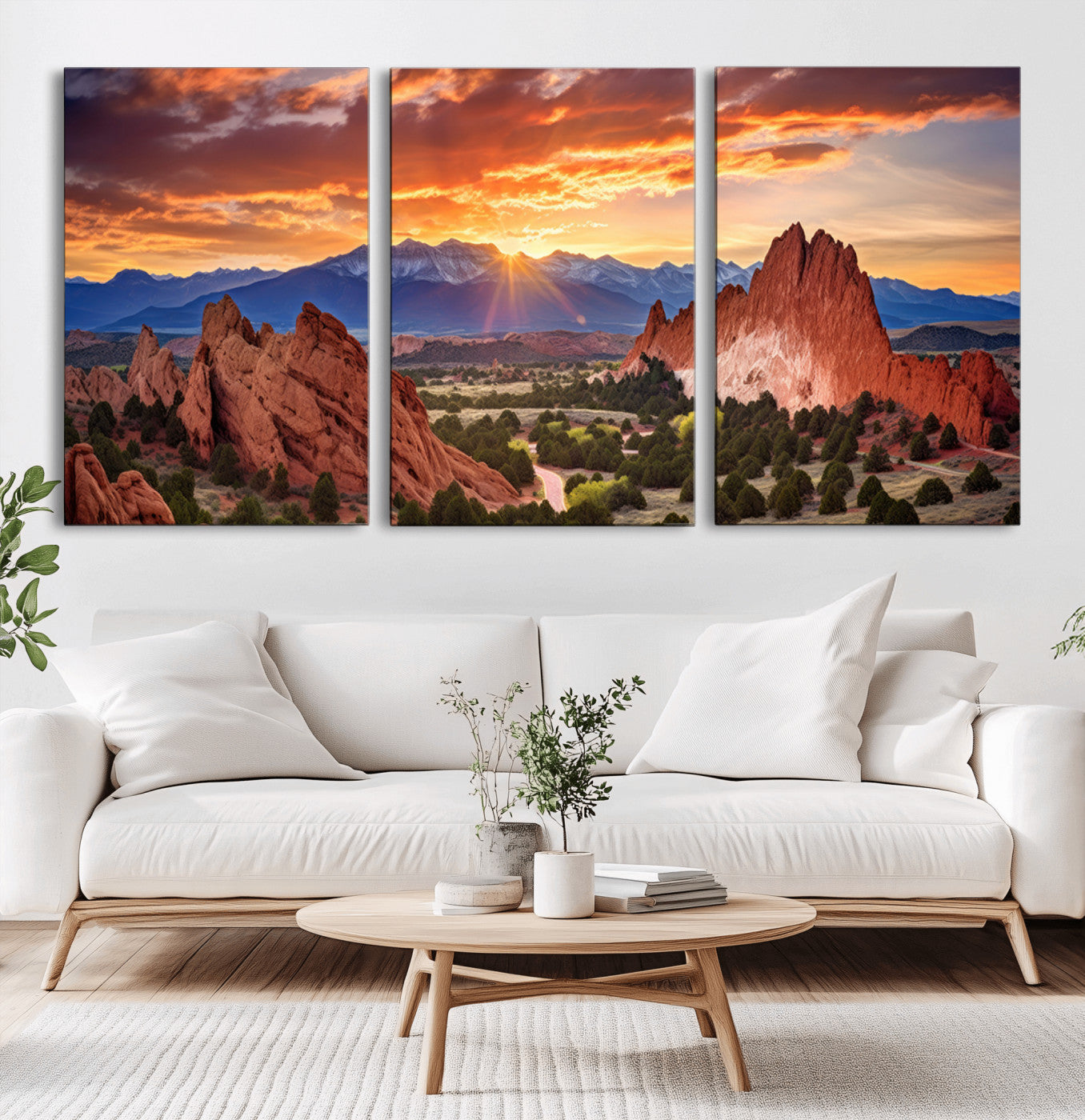 MGV-CV-60X30-3P - Rocky Mountains Sunset Wall Art Canvas Print – Ready to Hang, Framed Colorado Landscape