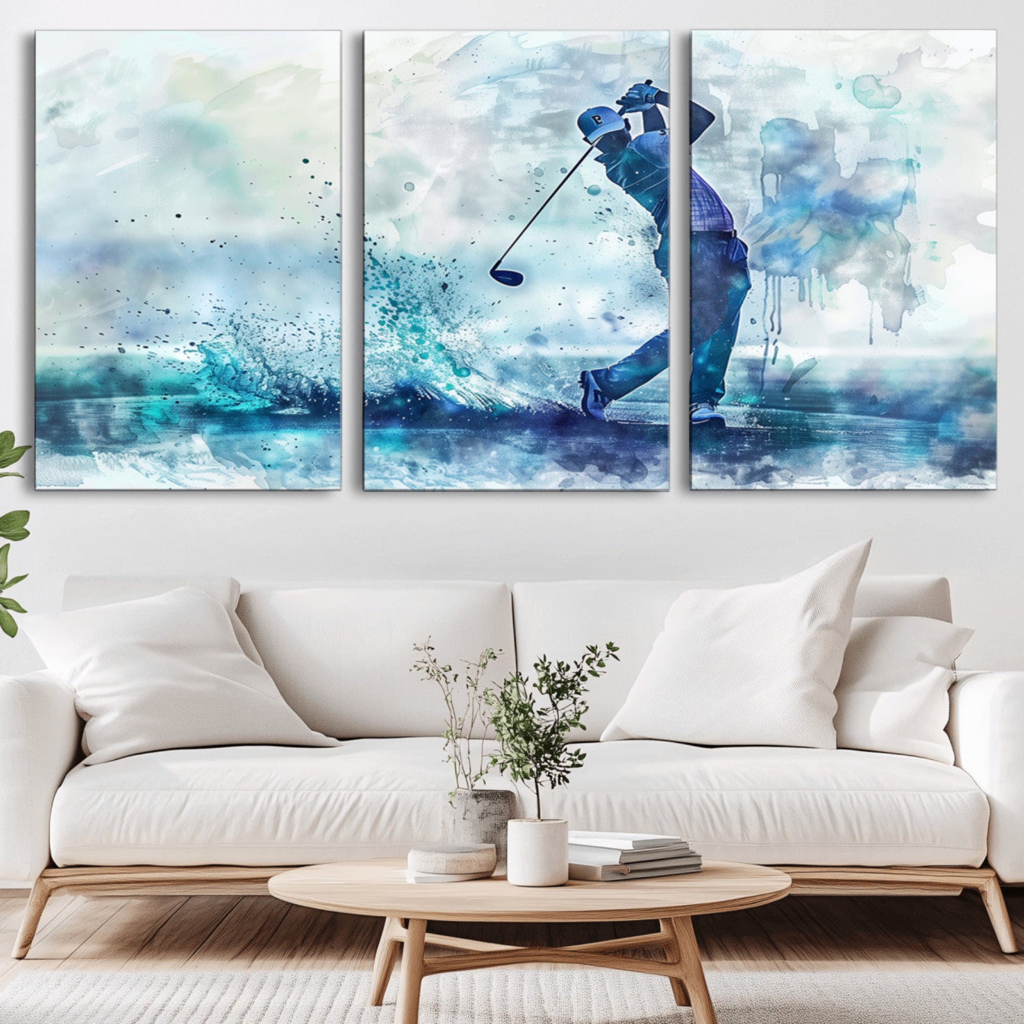 45328-MGV-CV-36X24-Golf Swing Wall Art Canvas Print - Sports-Inspired Watercolor Decor - Ready to Hang