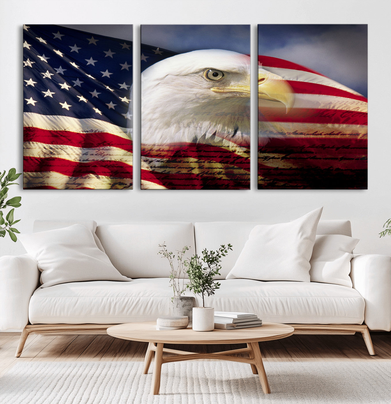 MGV-CV-60X30-3P - American Flag Eagle Symbol Wall Art, American Flag Eagle Wall Art Canvas Print