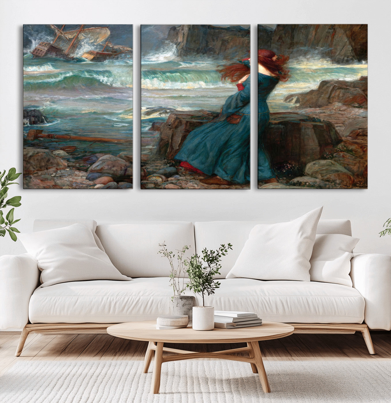 -Miranda by the Shore Wall Art Canvas Print – Tempest Scene Ocean Storm – Ready to Hang