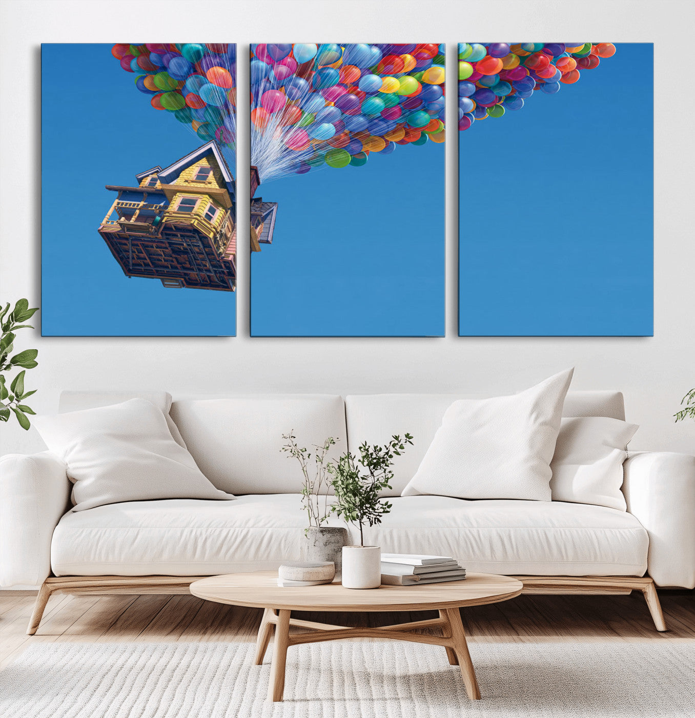 MGV-CV-60X30-3P - Carl Fredricksen, Up Movie Wall Art, Balloons Wall Art, Air Balloons for Kids Room Print