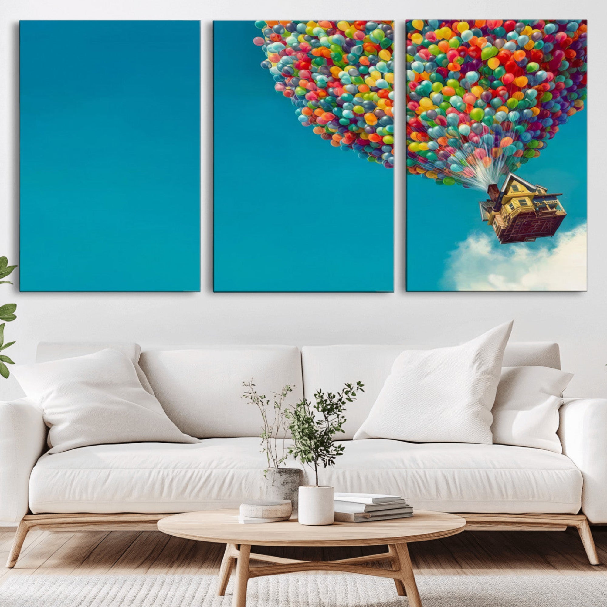 47007-MGV-CV-36X24-Carl Fredricksen, Up Movie Wall Art, Colorful Balloon House Art | Whimsical Wall Decor for Living