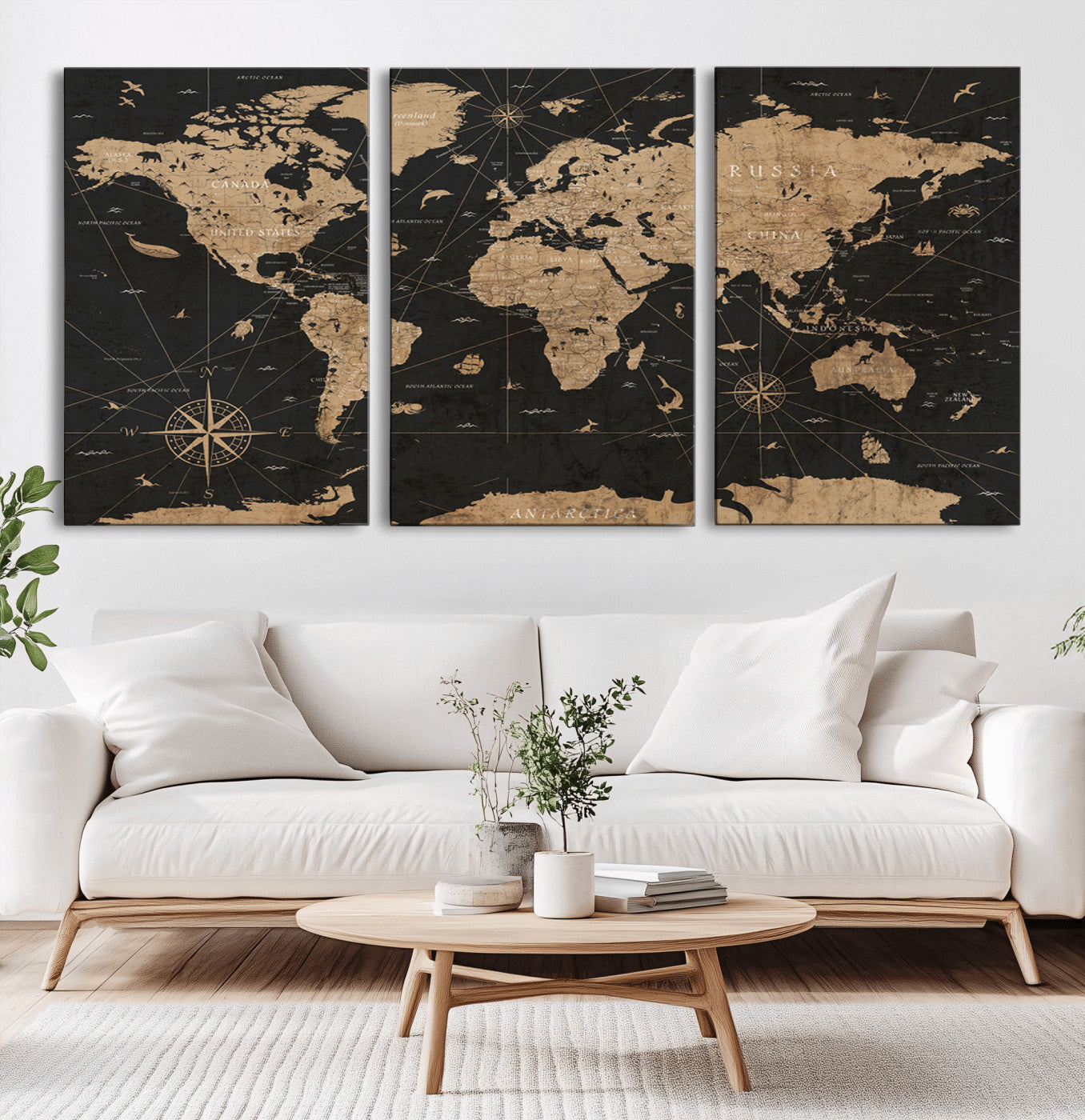 MGV-CV-60X30-3P - World Map Canvas Print – Framed Wall Art for Home Decor