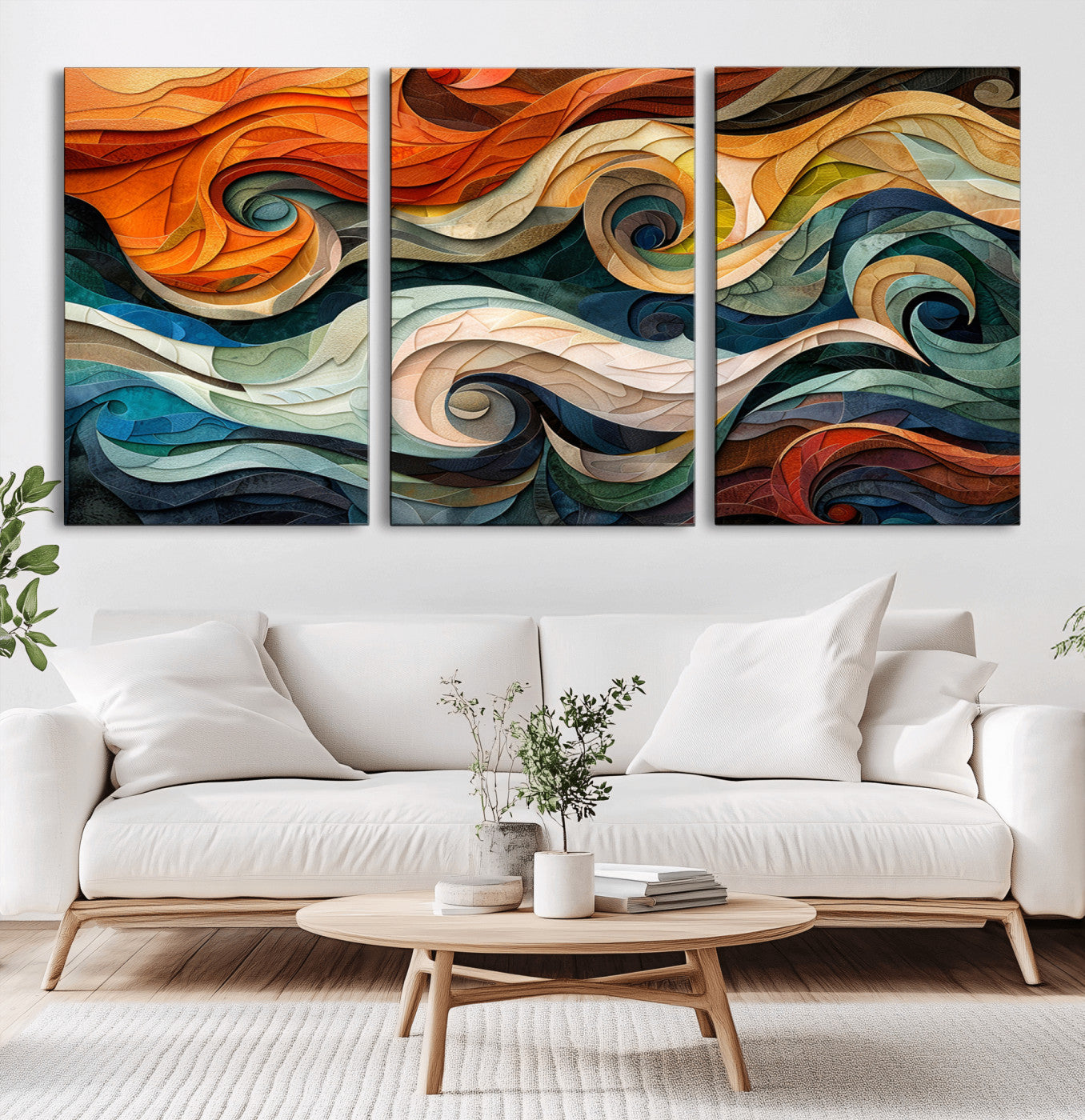 -Abstract Wave Wall Art | Ready to Hang Framed Canvas Print | Vibrant Home Decor for Modern Spaces