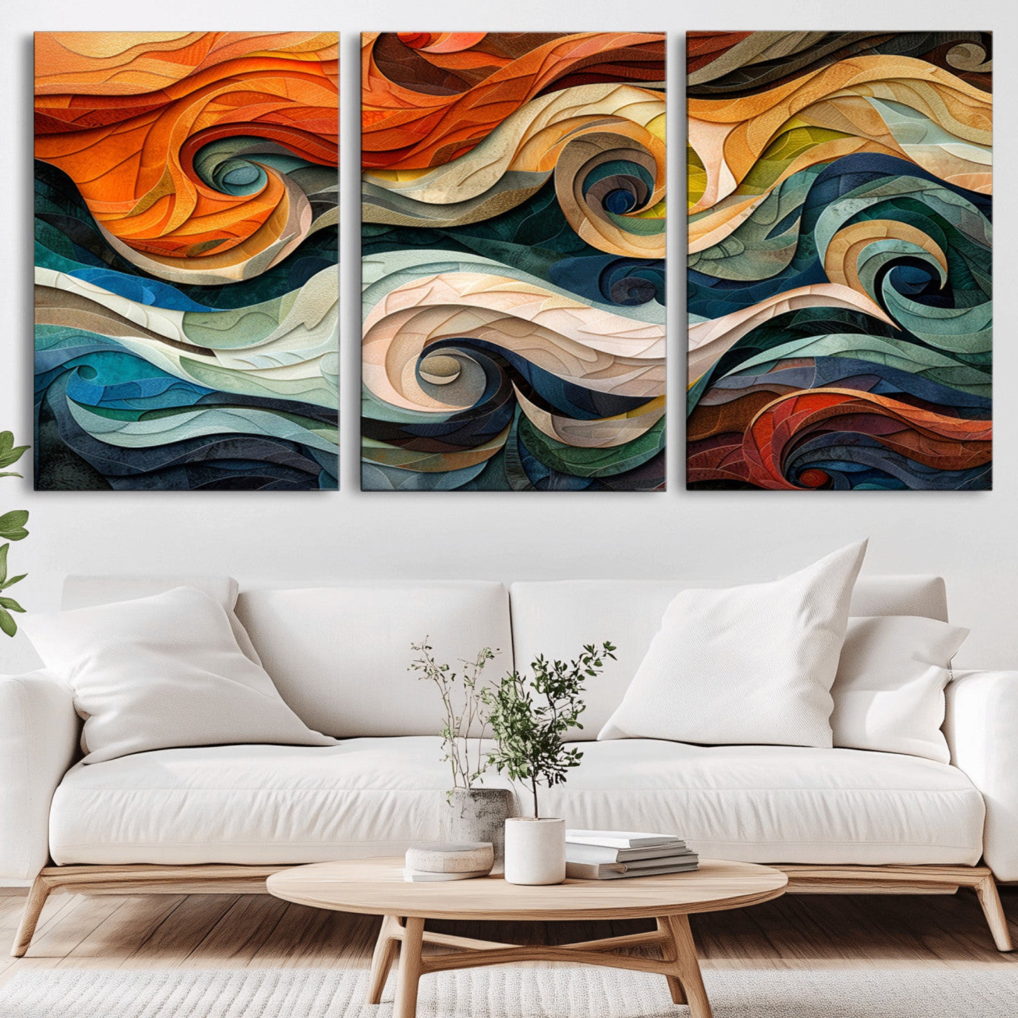 98463-MGV-CV-36X24-Abstract Wave Wall Art | Ready to Hang Framed Canvas Print | Vibrant Home Decor for Modern Spaces