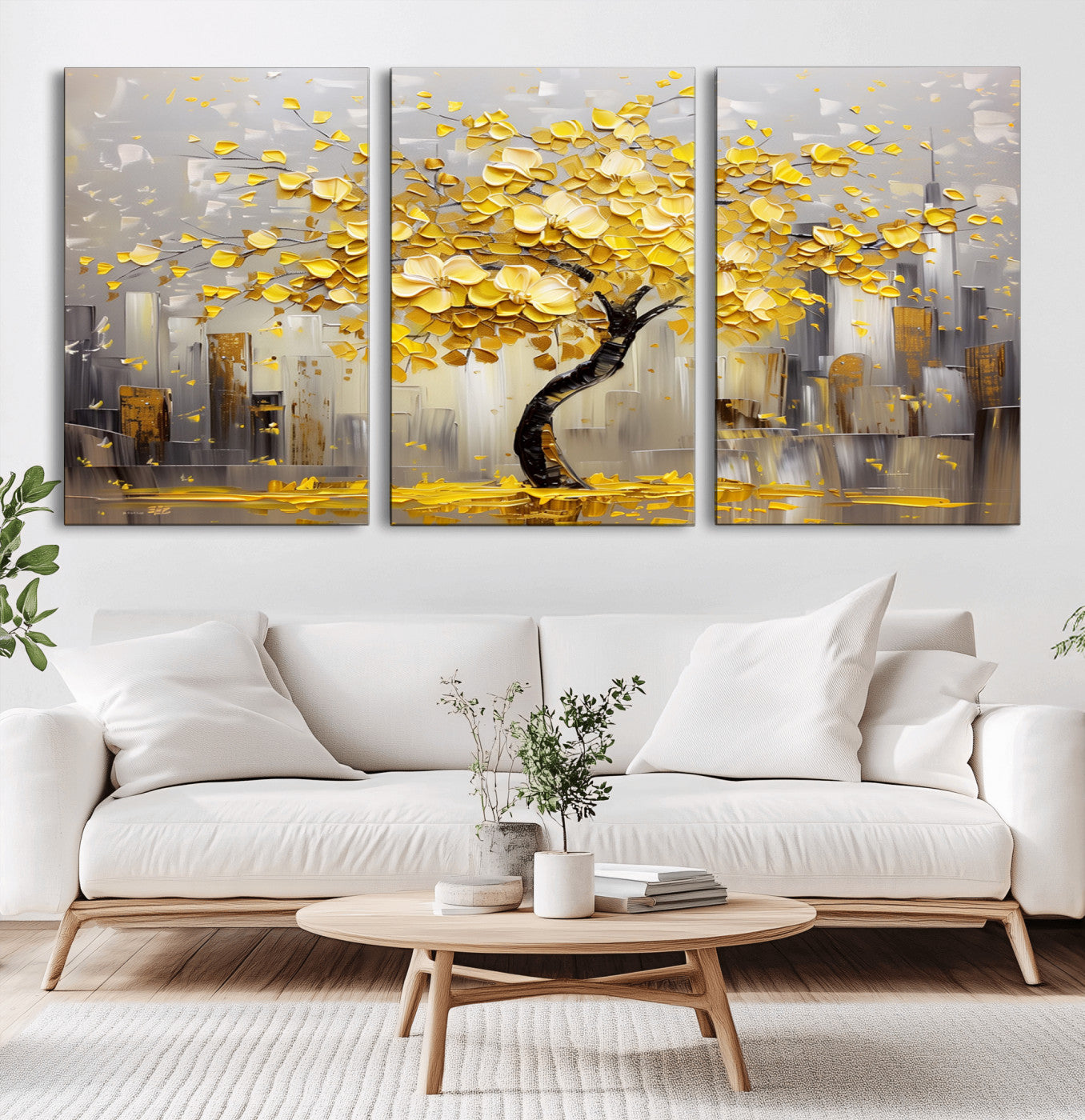 -Golden Tree Canvas Print | Abstract Wall Art for Modern Homes | Ready to Hang Framed Artwork