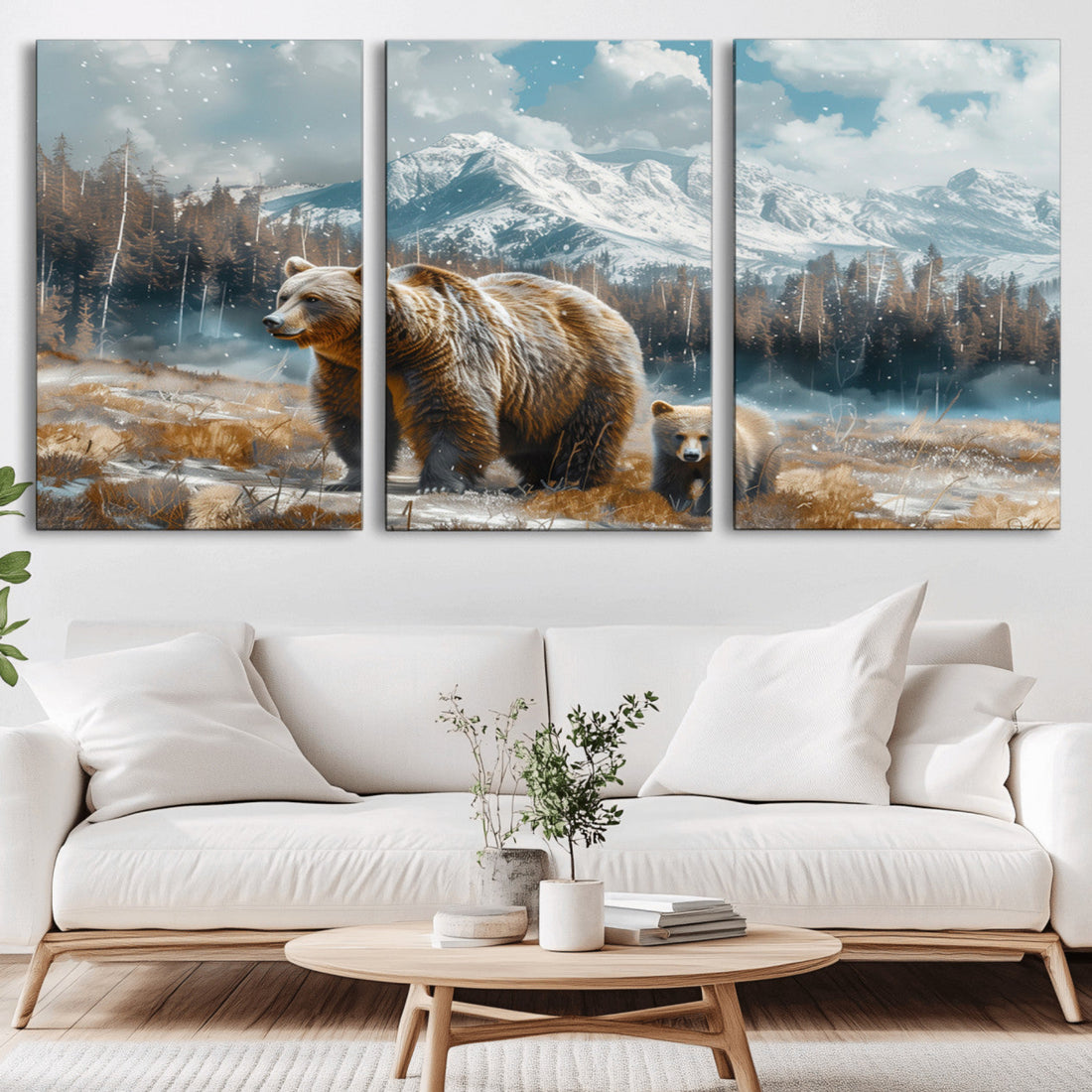 Bear and Baby Bear Wall Art Canvas Print